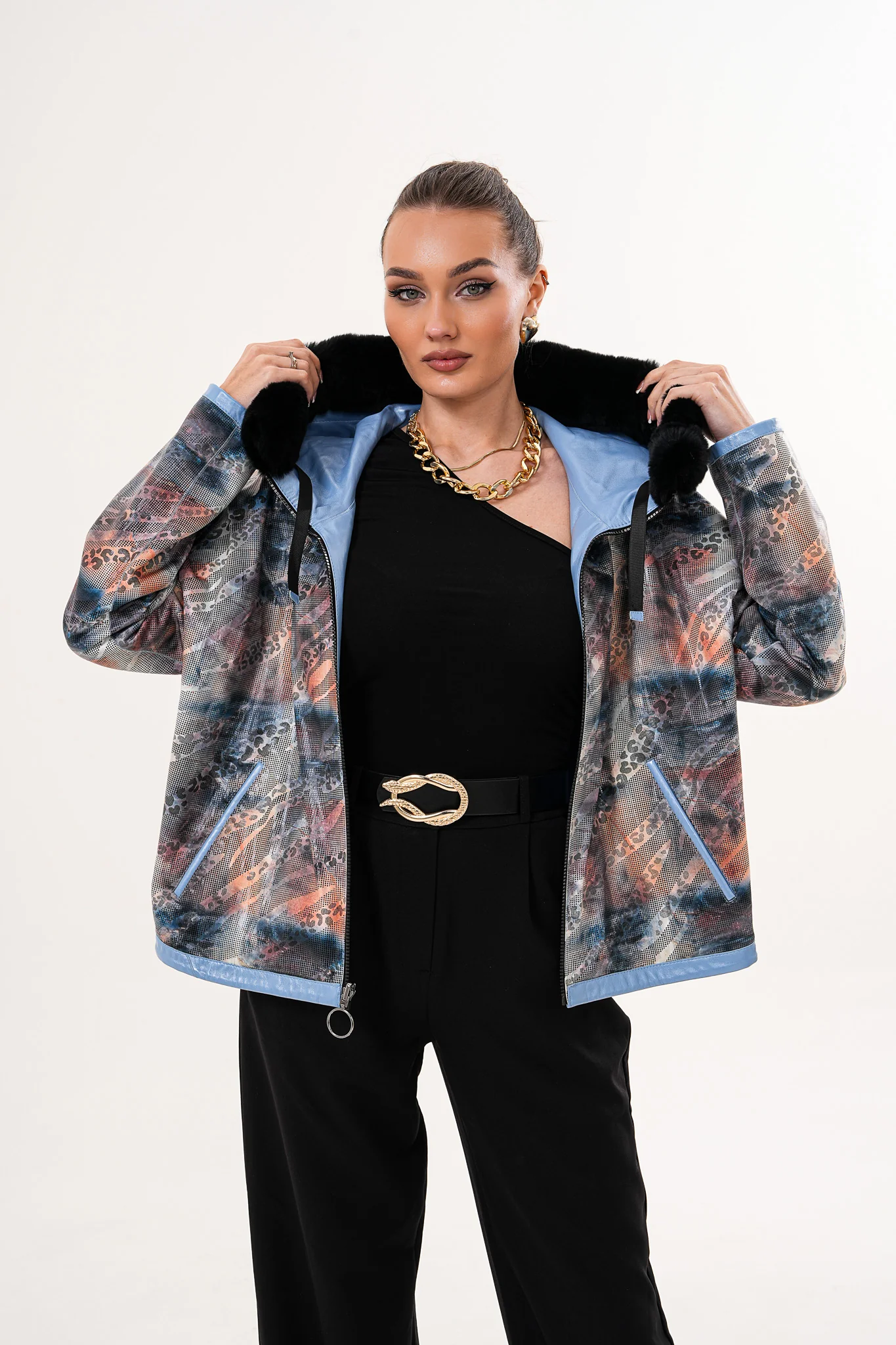 The Velora Sky Blue Reversible Lambskin Women Leather Jacket - Image 5