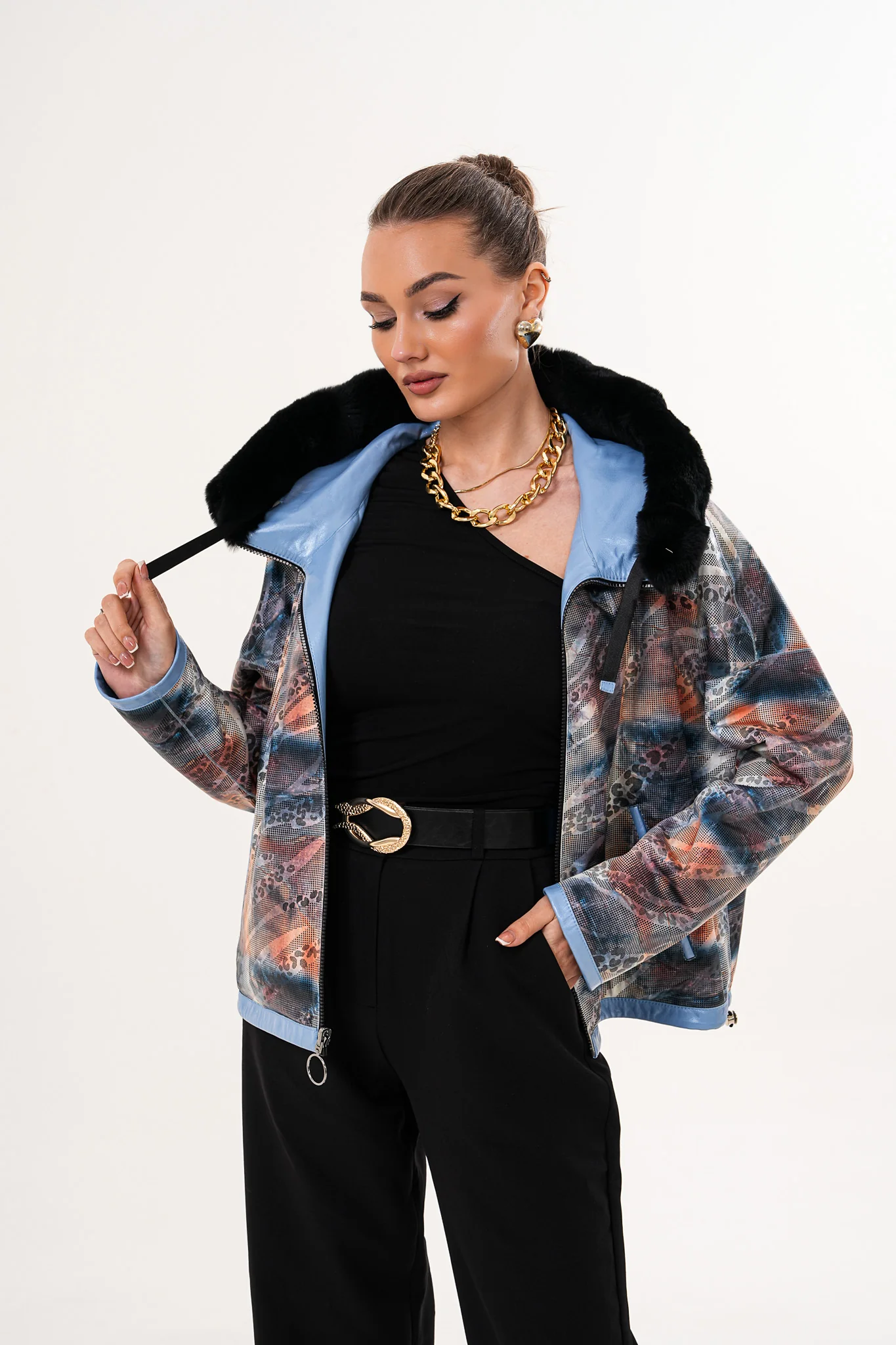 The Velora Sky Blue Reversible Lambskin Women Leather Jacket - Image 7