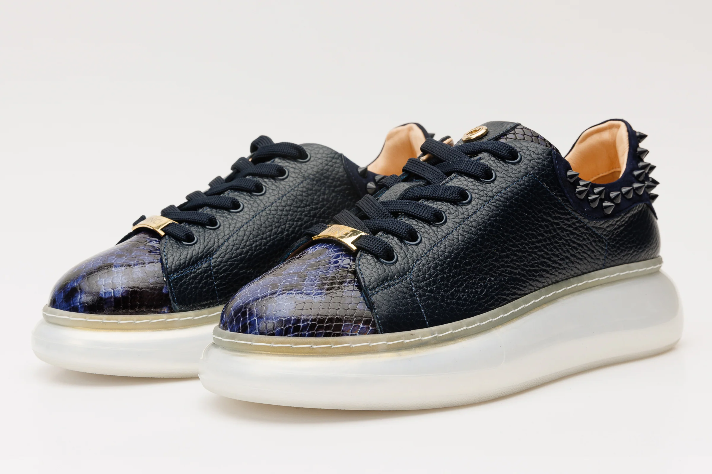 The Venezia Dark Blue Leather Women Sneaker - Image 2