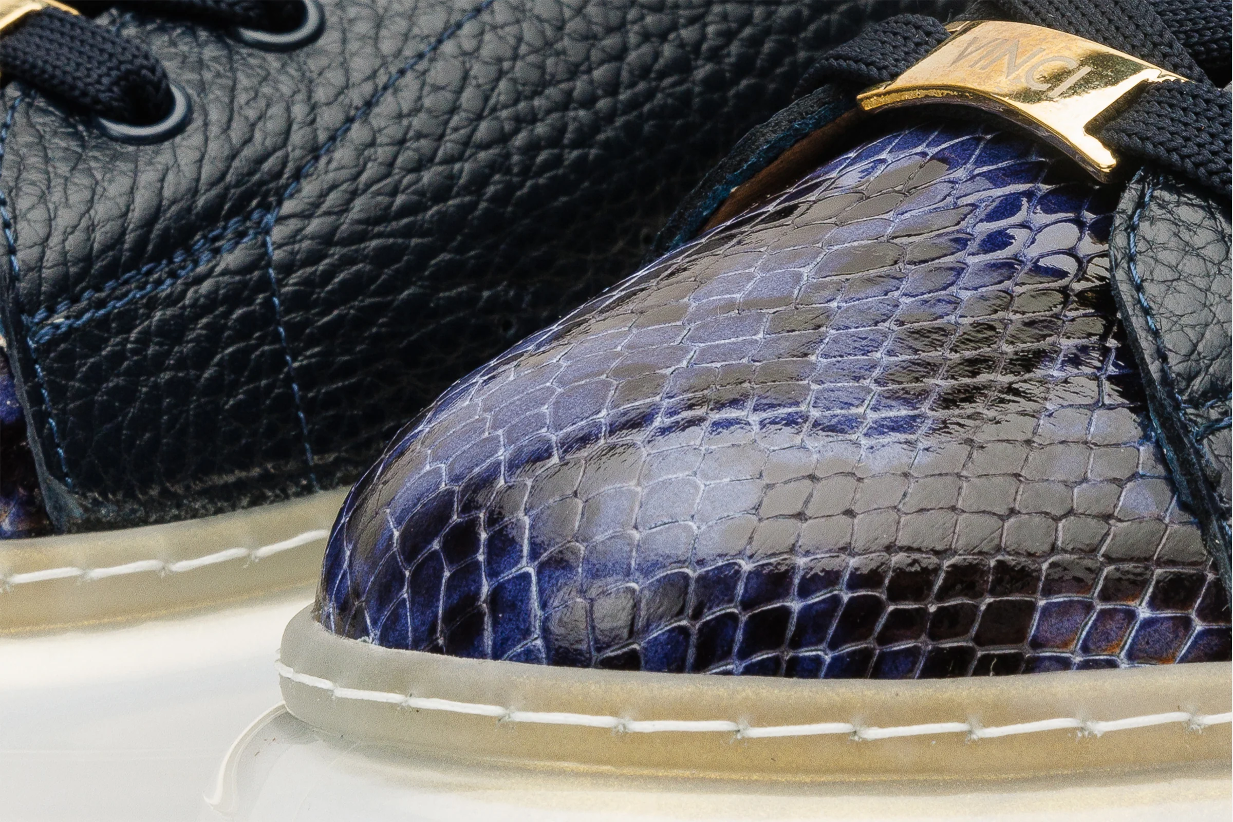 The Venezia Dark Blue Leather Women Sneaker - Image 4