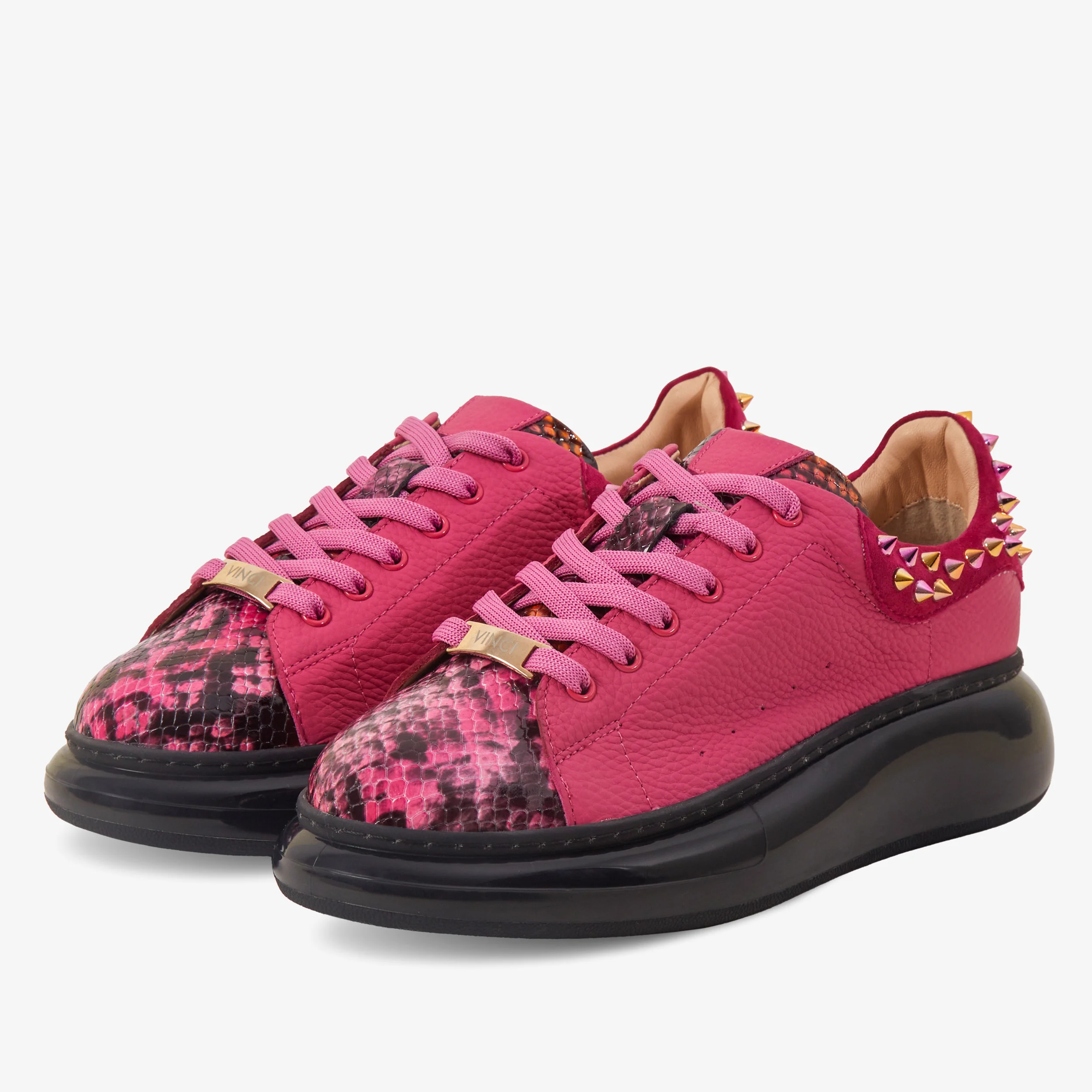 The Venezia Fuchsia Leather Women Sneaker - Image 2