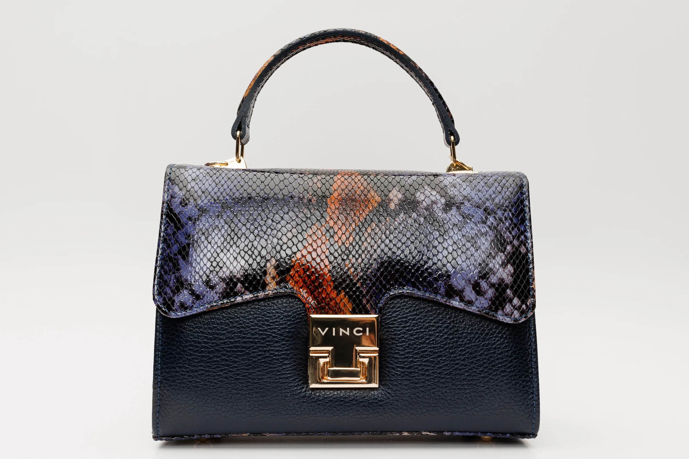 The Venezia Navy Blue Leather Handbag - Image 3