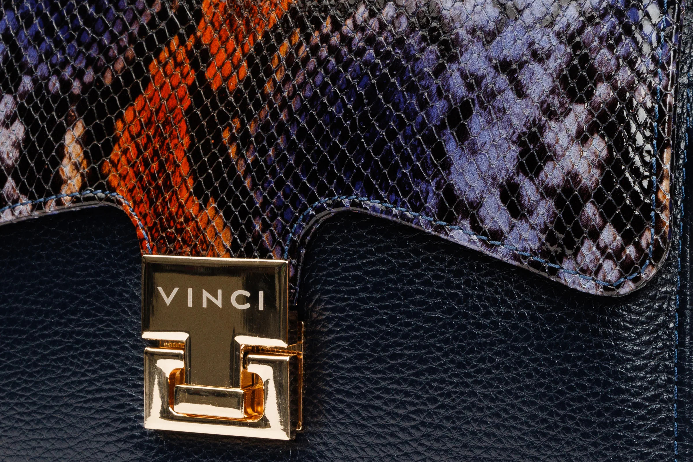 The Venezia Navy Blue Leather Handbag - Image 4