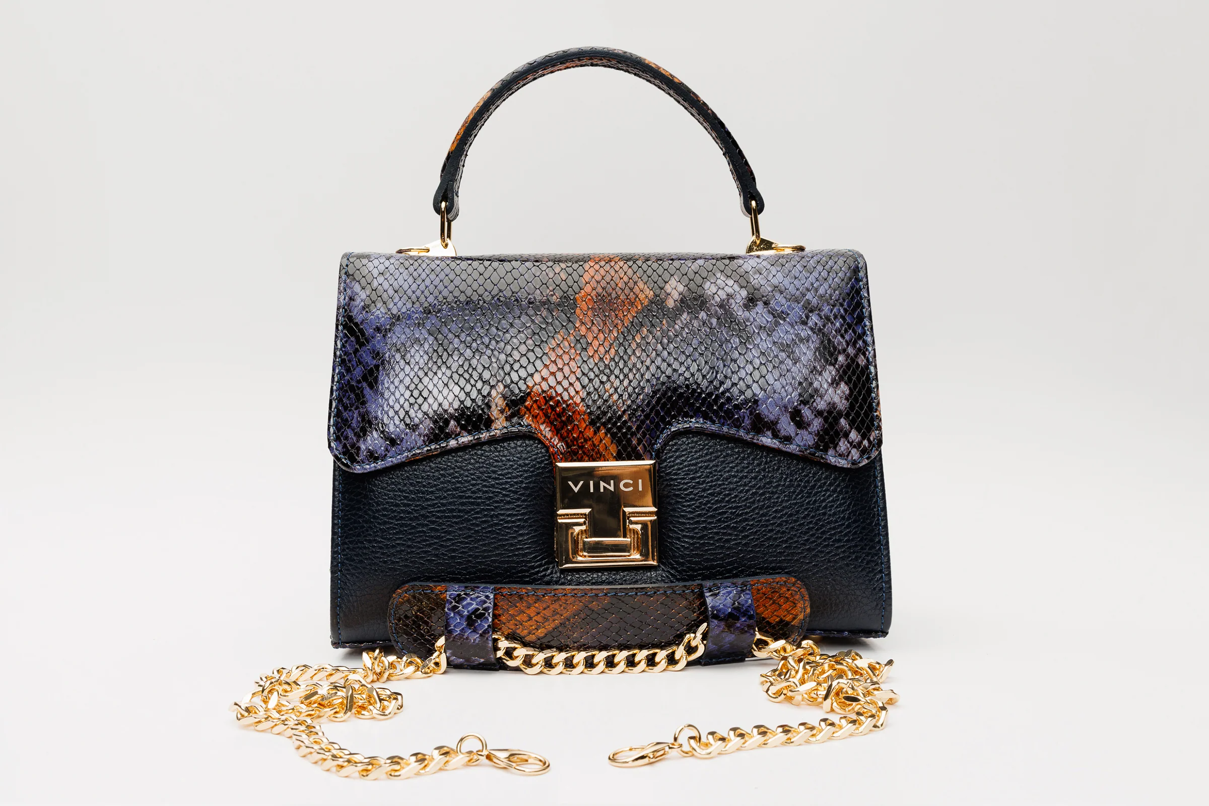 The Venezia Navy Blue Leather Handbag - Image 6