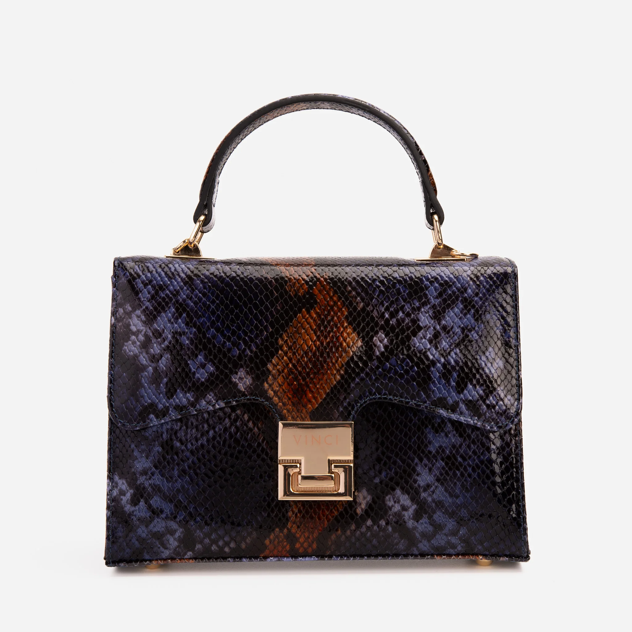 The Venezia Navy Blue Leather Snk Handbag - Image 2