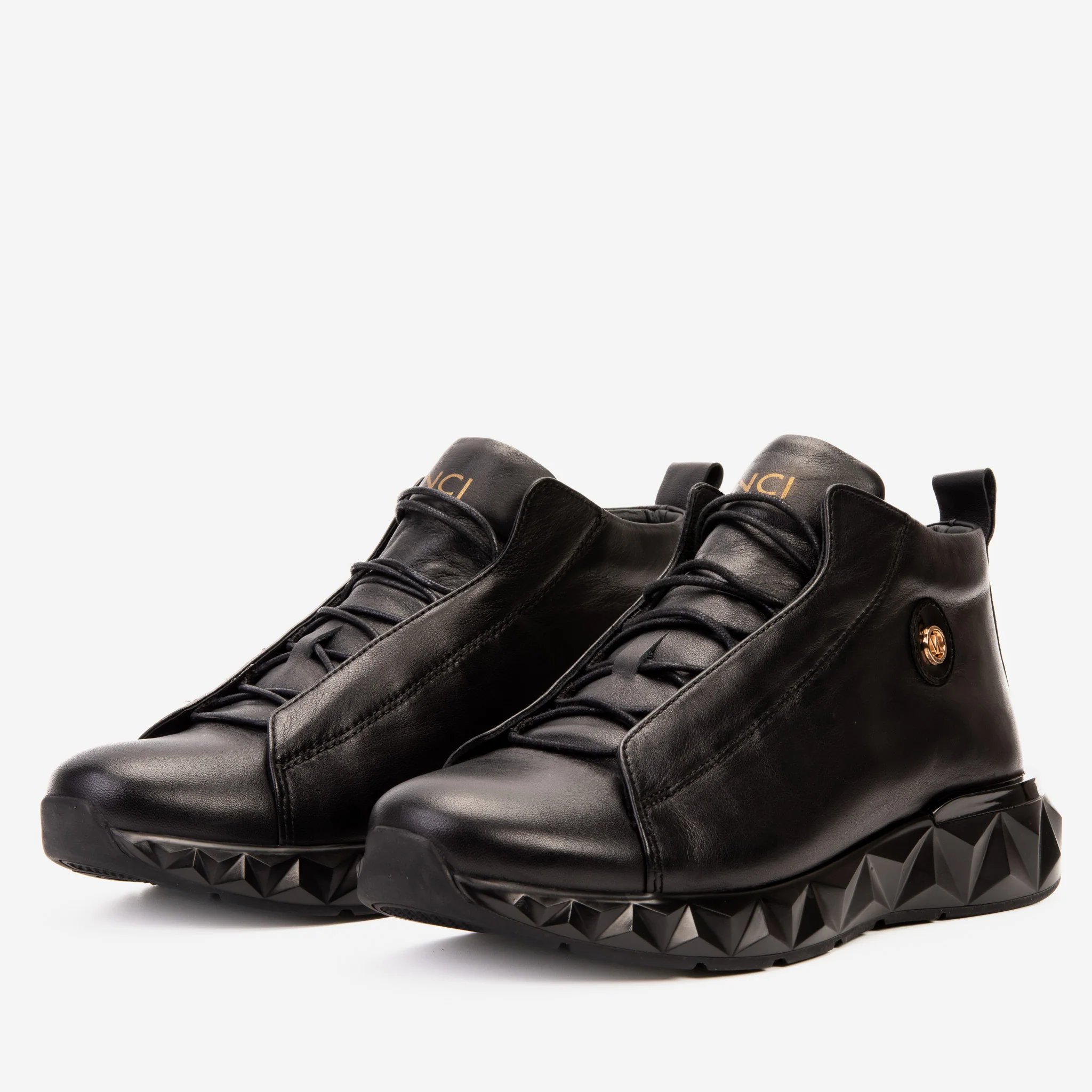 The Vertex Black Leather Men's Sneaker - Image 2
