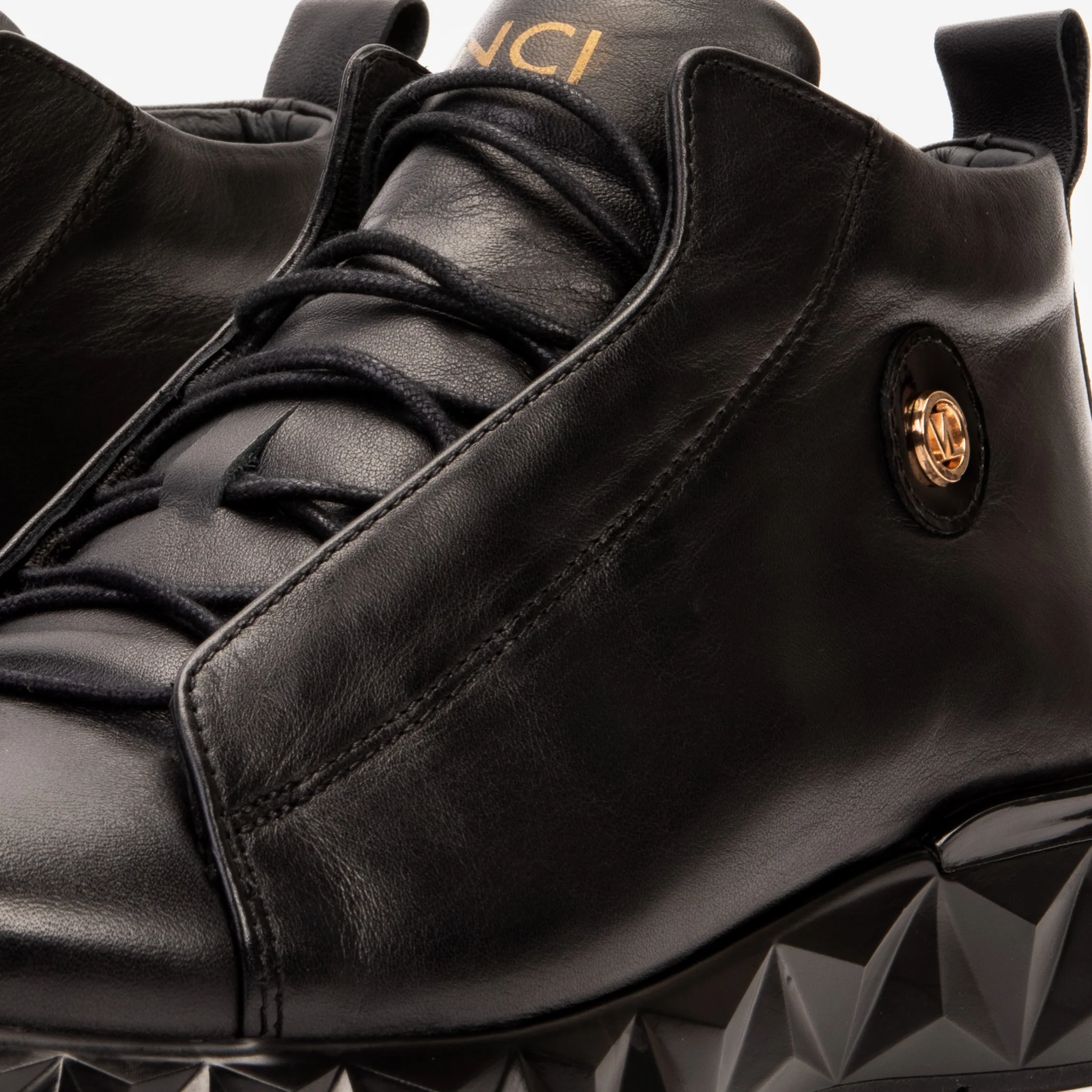 The Vertex Black Leather Men's Sneaker - Image 3