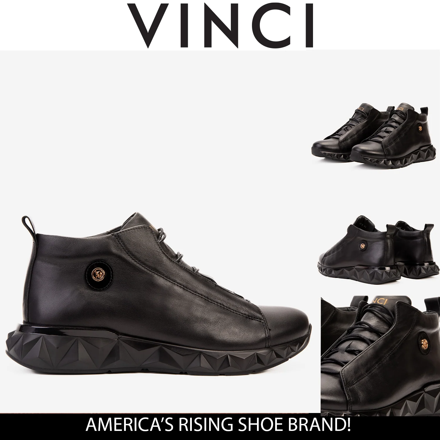The Vertex Black Leather Men's Sneaker - Image 4