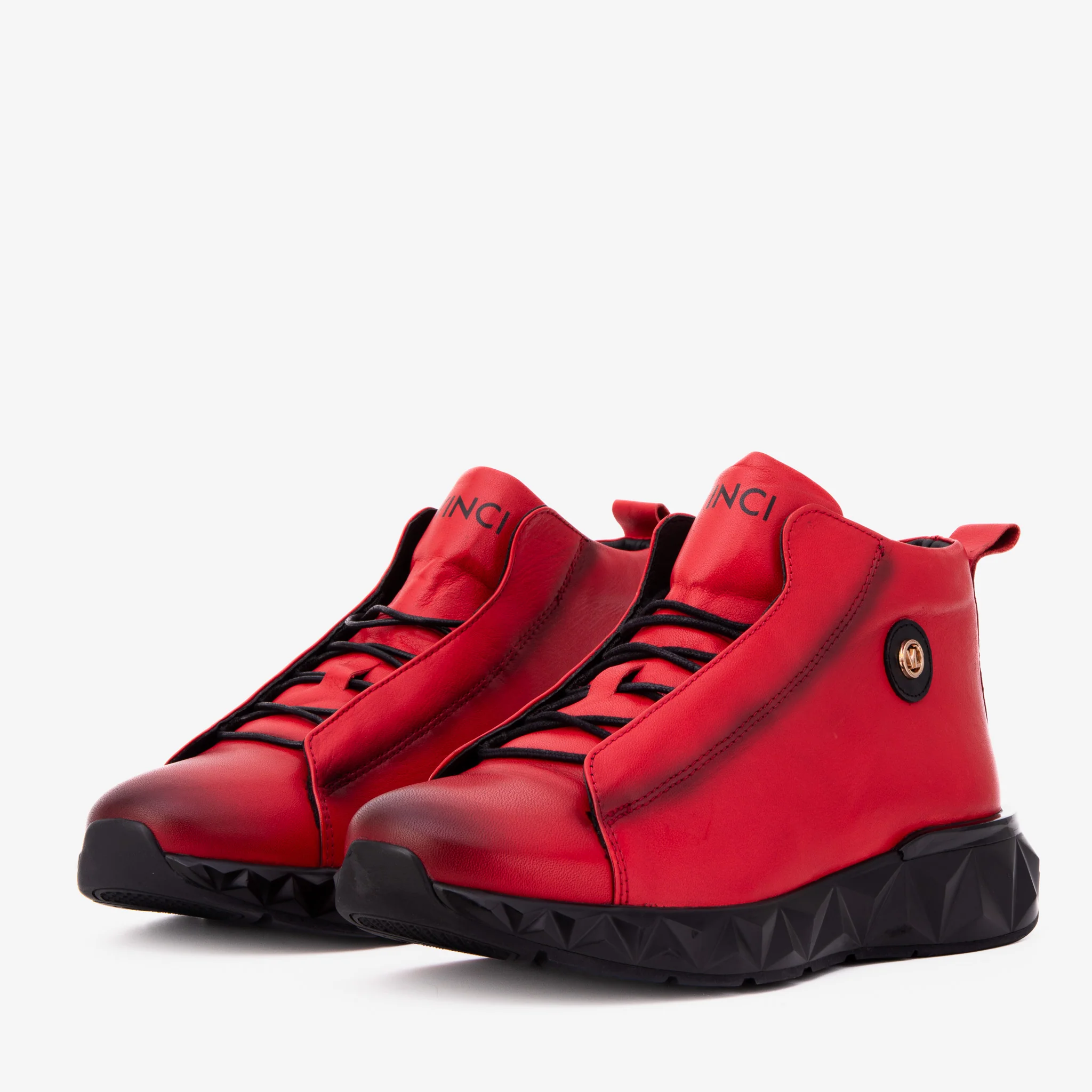 The Vertex Red Leather Men's Sneaker - Image 2