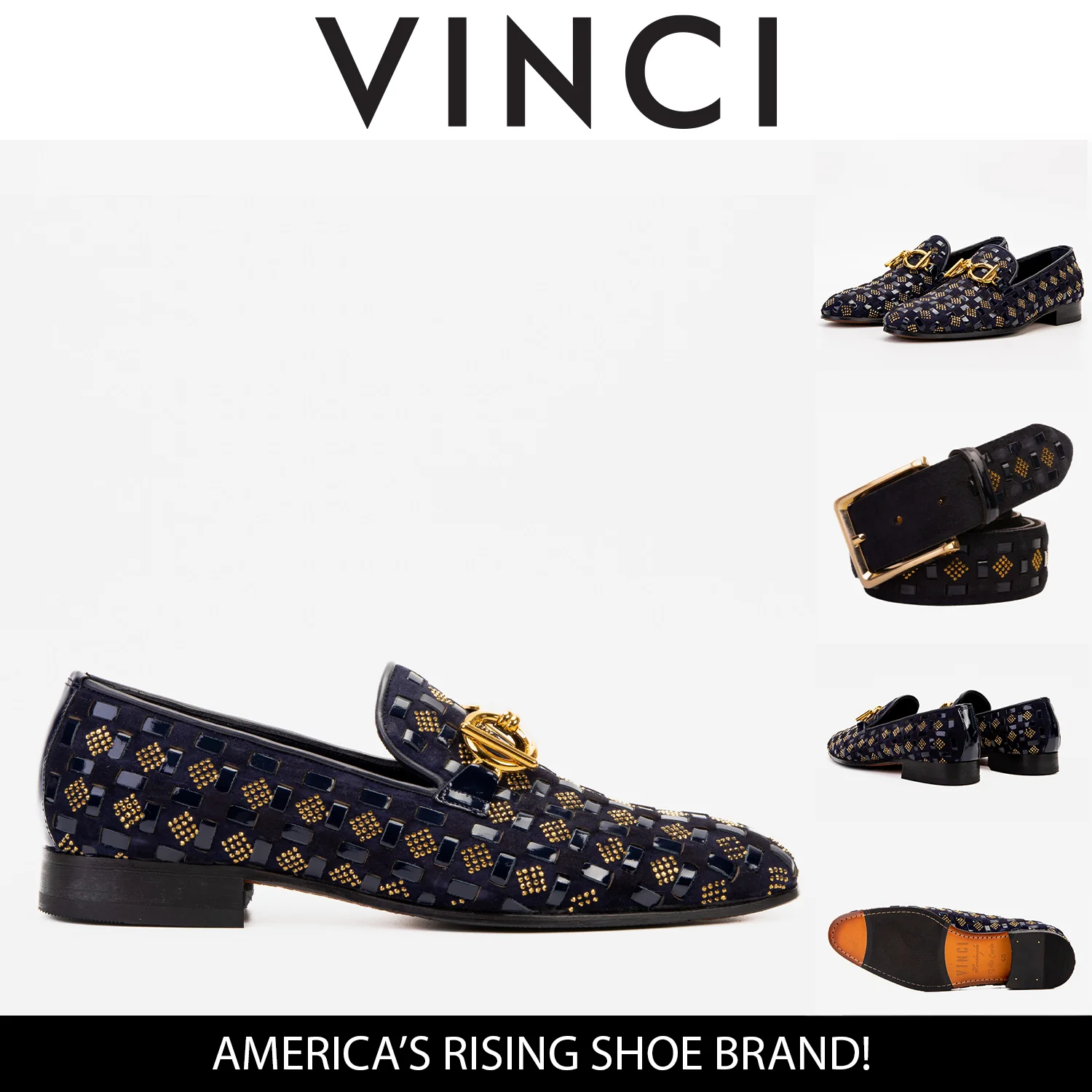 The Vicino Shoe Navy Blue Bit Dress Loafer Men Shoe - Image 4