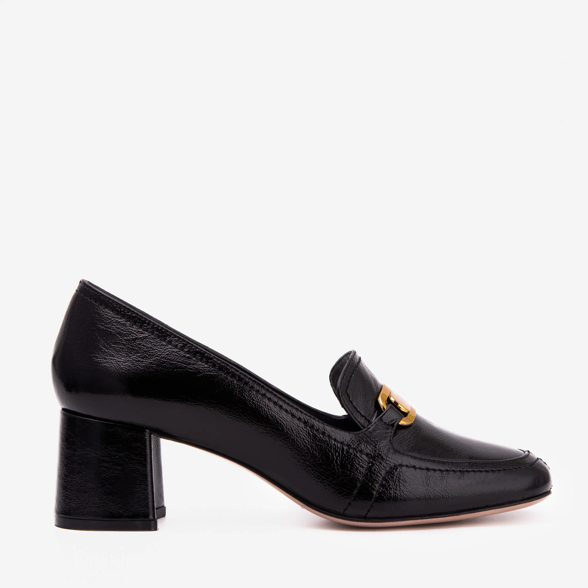 The Victoria Black Leather Block Heel Pump Women Shoe - Image 2
