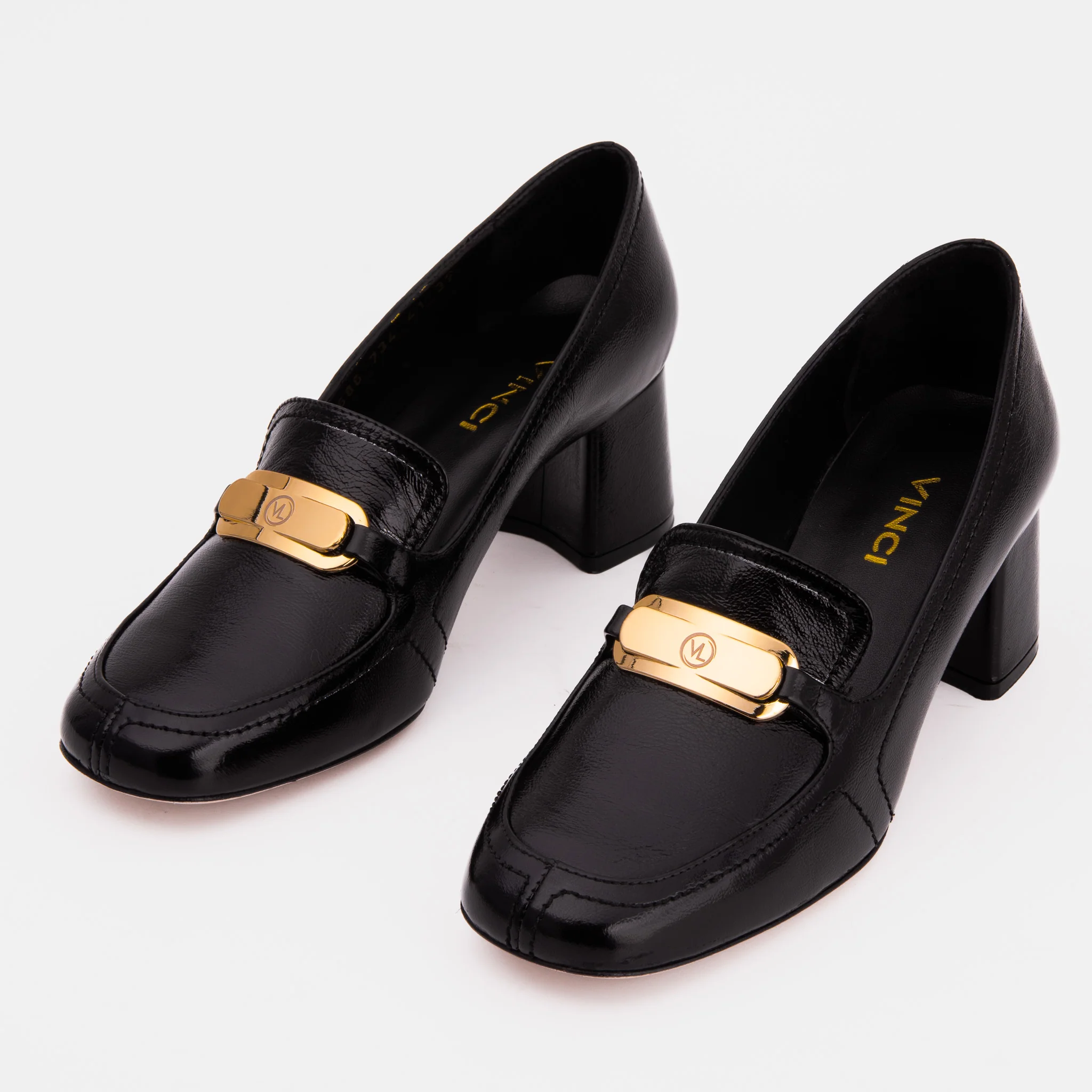 The Victoria Black Leather Block Heel Pump Women Shoe - Image 3