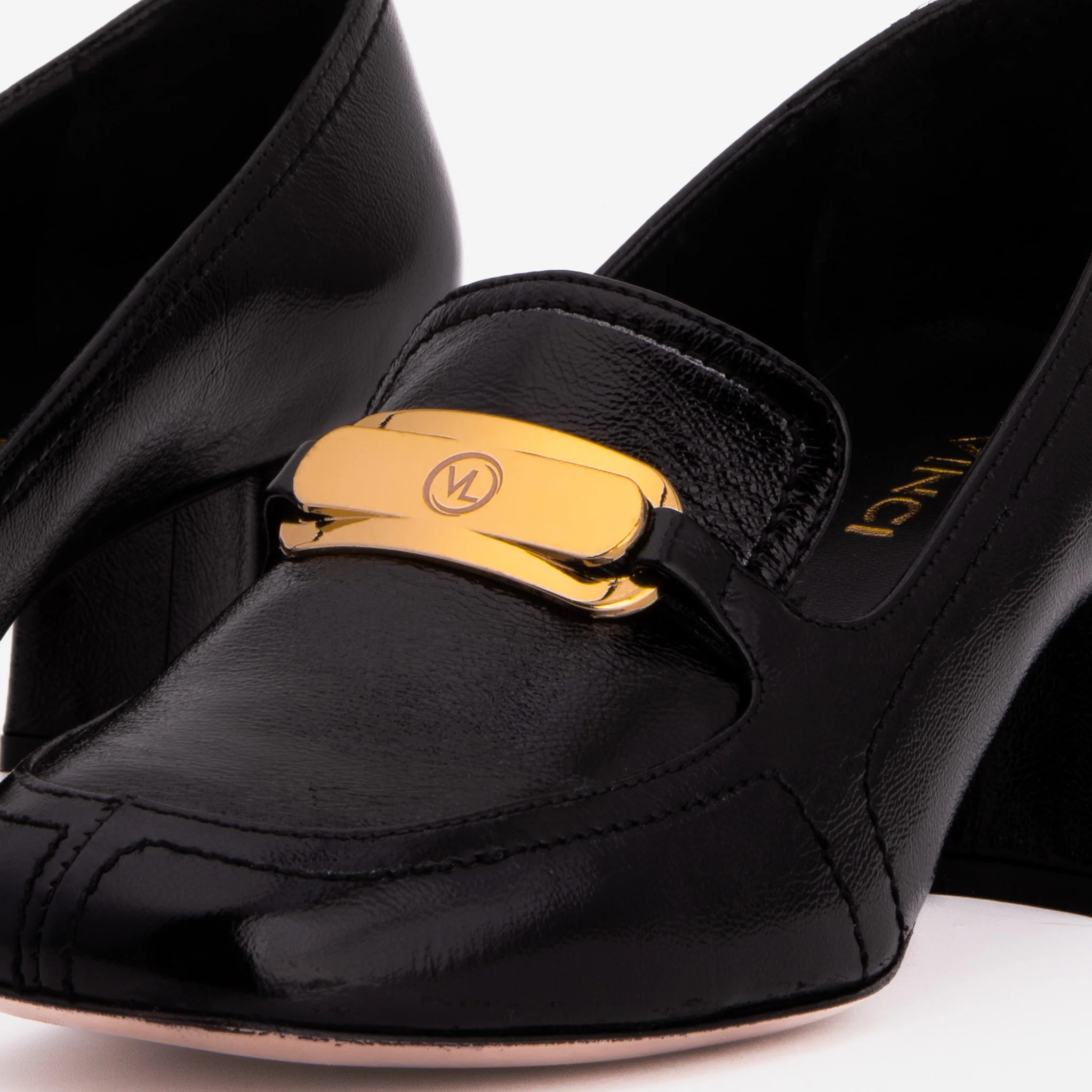 The Victoria Black Leather Block Heel Pump Women Shoe - Image 5
