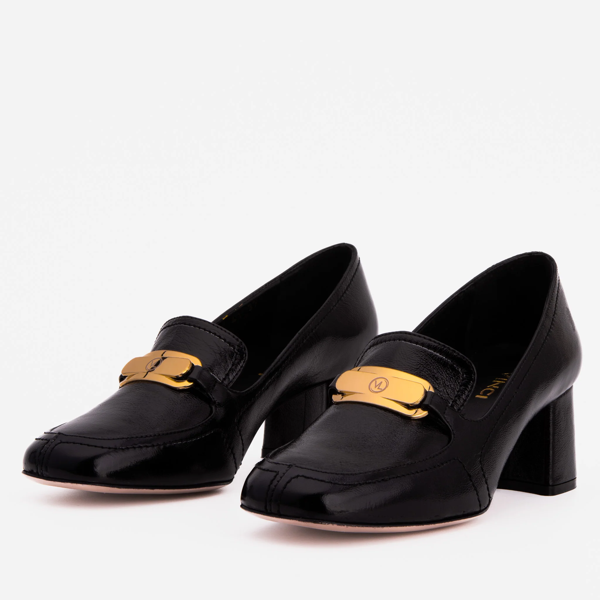 The Victoria Black Leather Block Heel Pump Women Shoe - Image 6