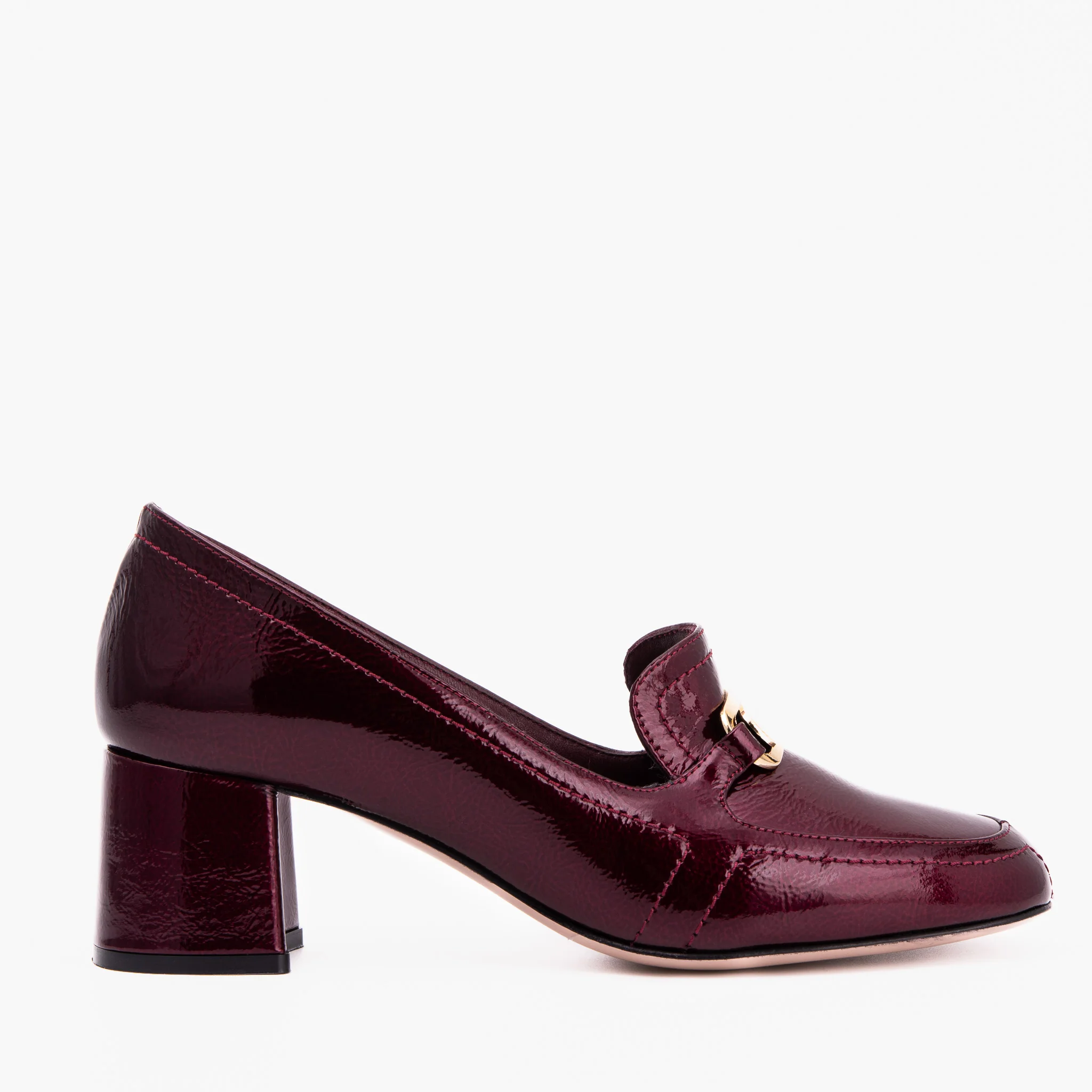The Victoria Burgundy Leather Block Heel Pump Women Shoe - Image 2