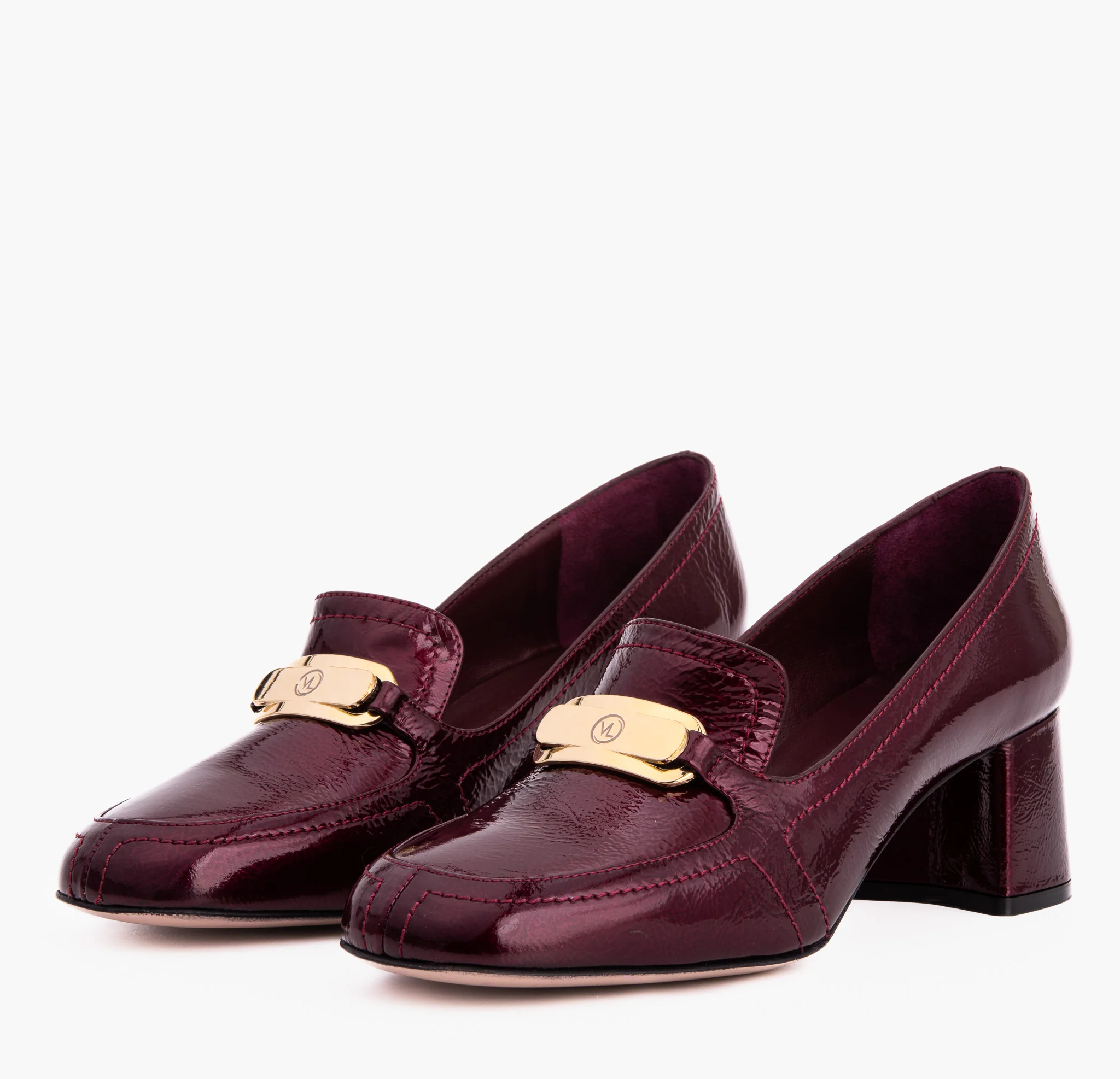 The Victoria Burgundy Leather Block Heel Pump Women Shoe - Image 3