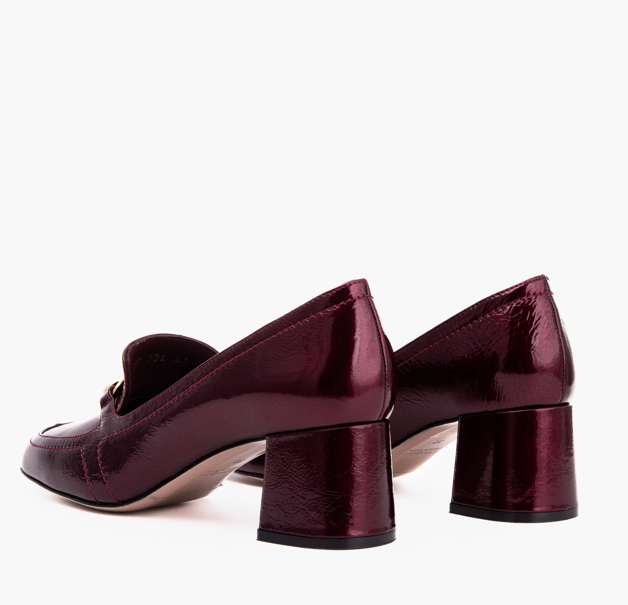 The Victoria Burgundy Leather Block Heel Pump Women Shoe - Image 4