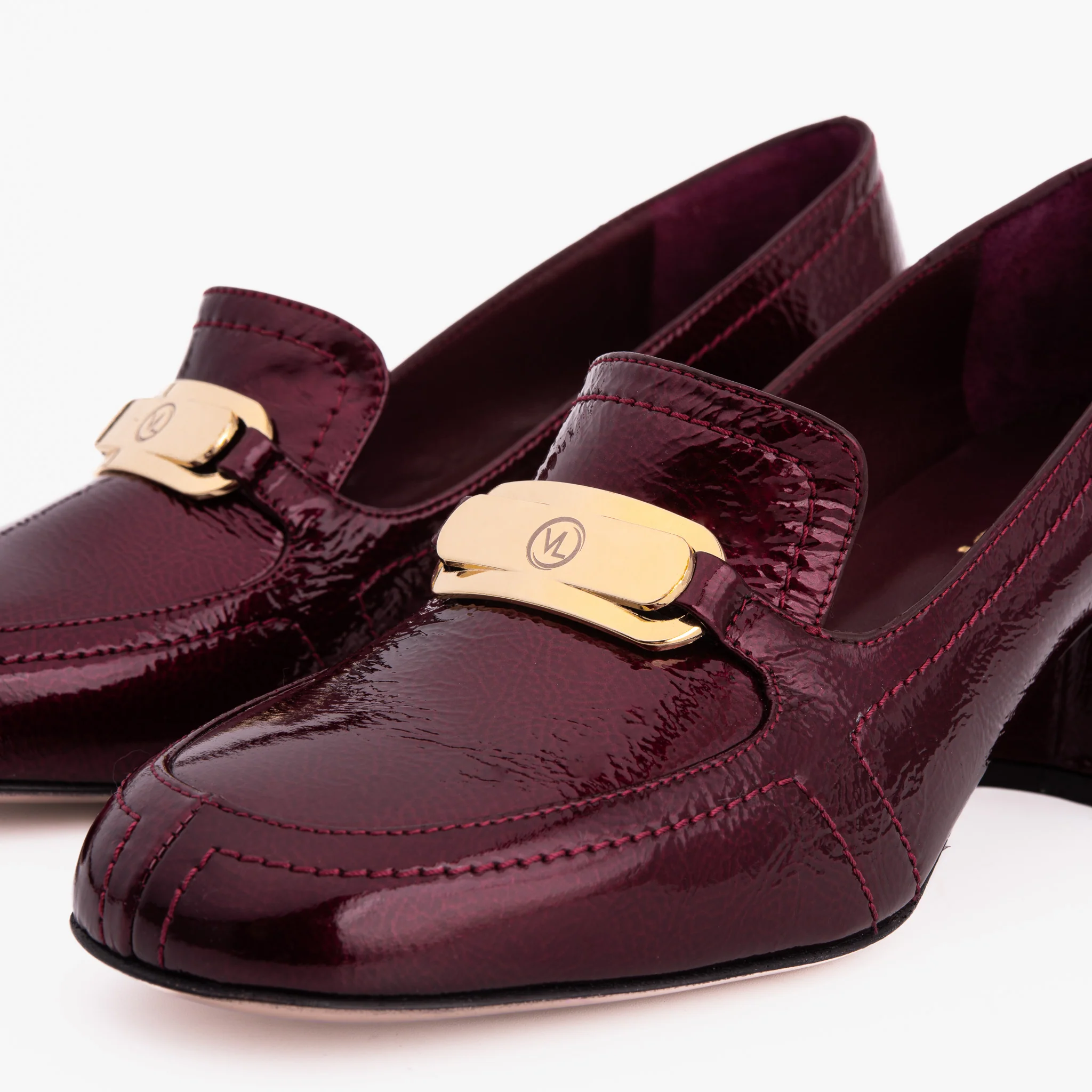 The Victoria Burgundy Leather Block Heel Pump Women Shoe - Image 5