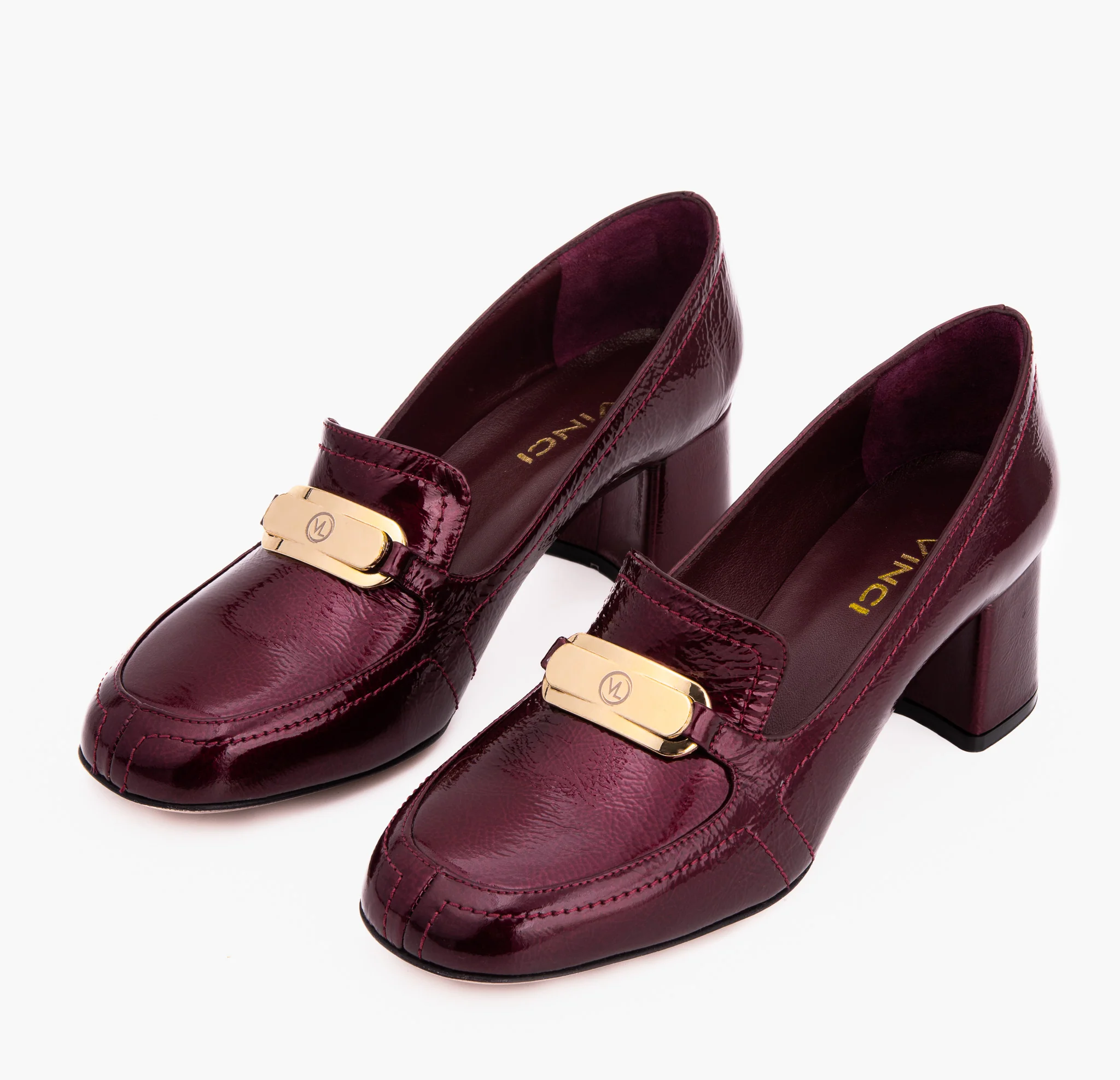 The Victoria Burgundy Leather Block Heel Pump Women Shoe - Image 6