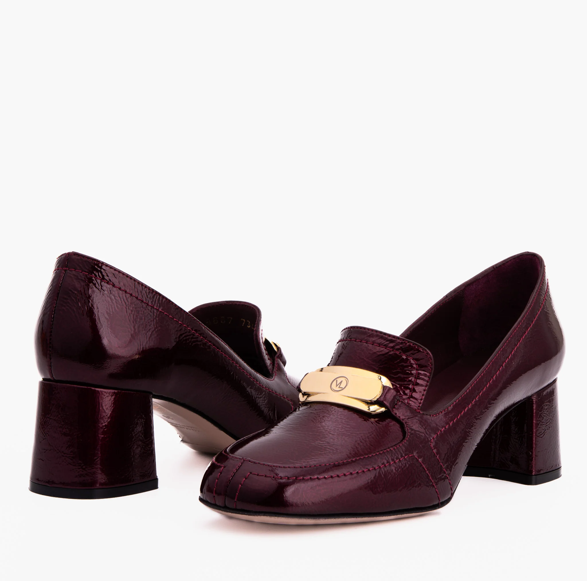 The Victoria Burgundy Leather Block Heel Pump Women Shoe - Image 7