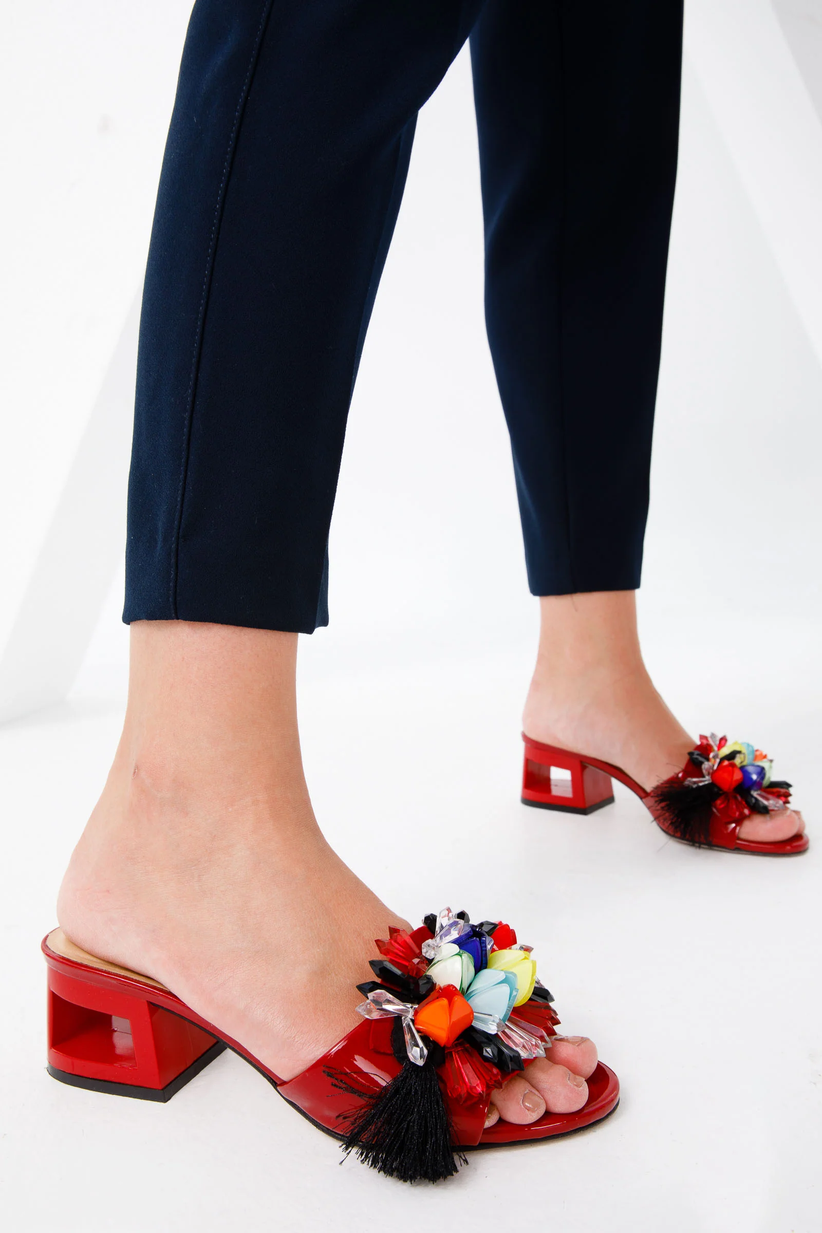 The Vigo Red Leather Block Heel Women Sandal - Image 10