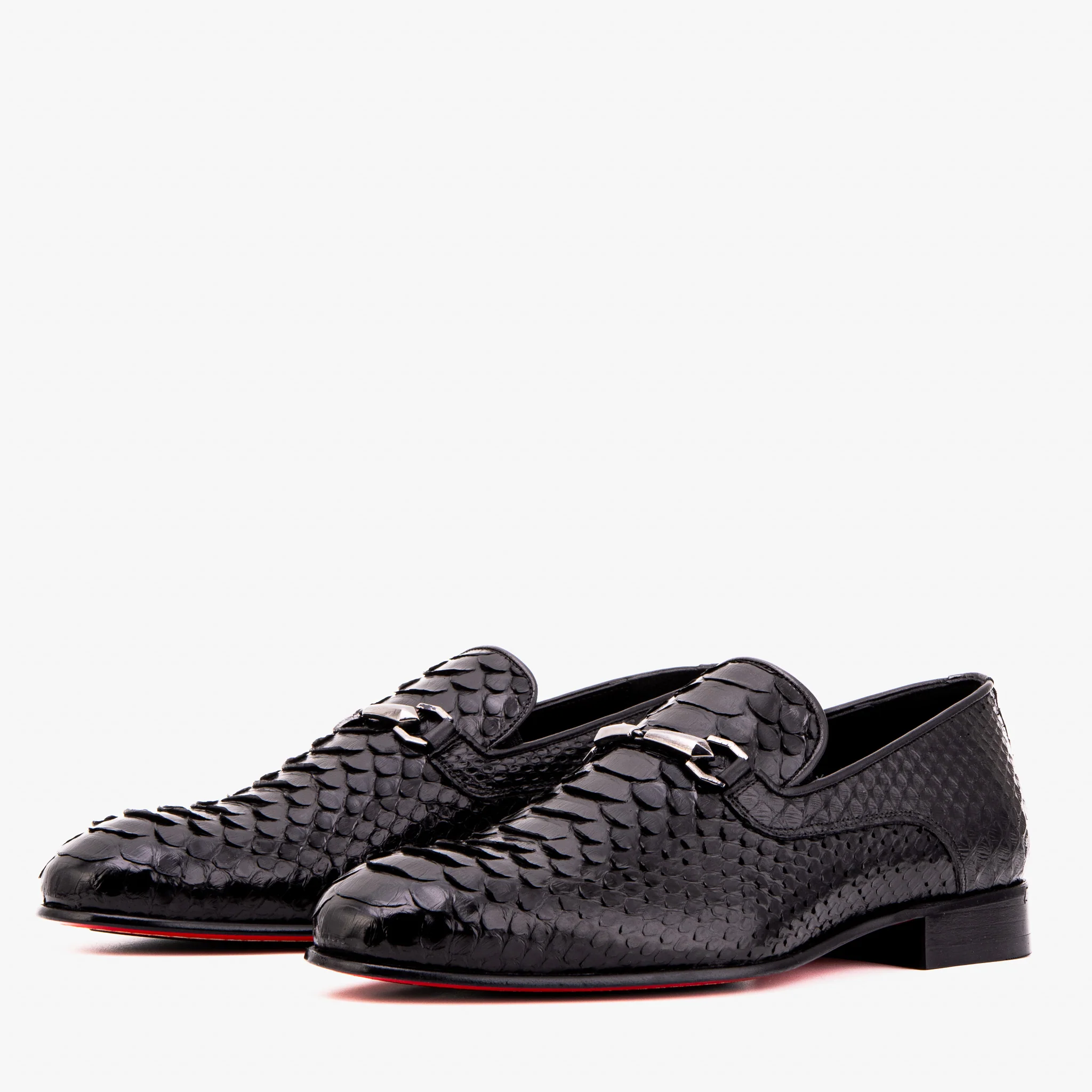 The Viper Black Python Skin Leather Bit Loafer Men Shoe - Image 2