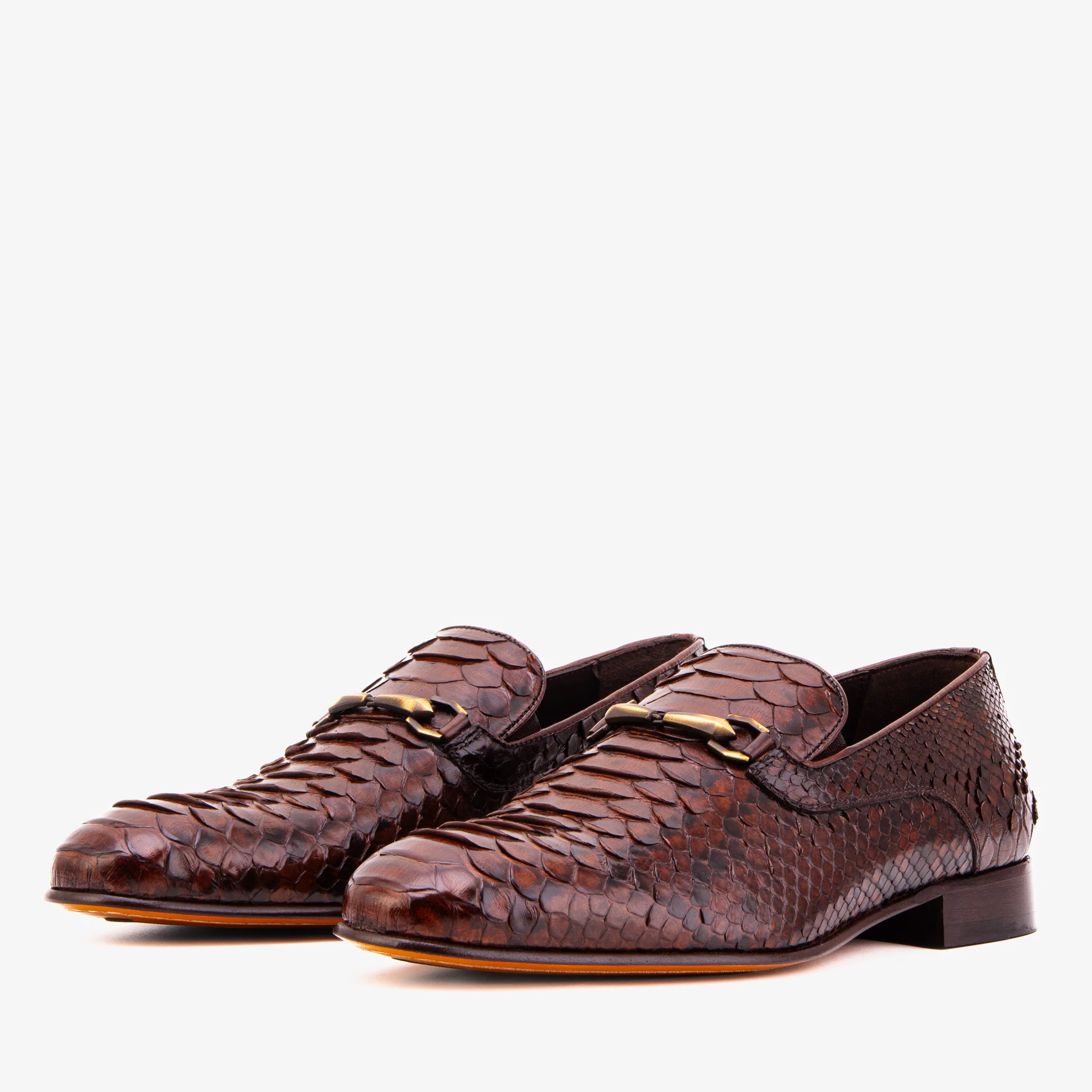 The Viper Brown Python Skin Leather Bit Loafer Men Shoe - Image 2