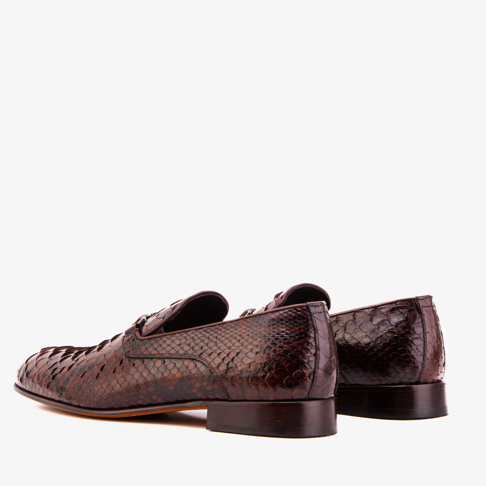 The Viper Brown Python Skin Leather Bit Loafer Men Shoe - Image 6