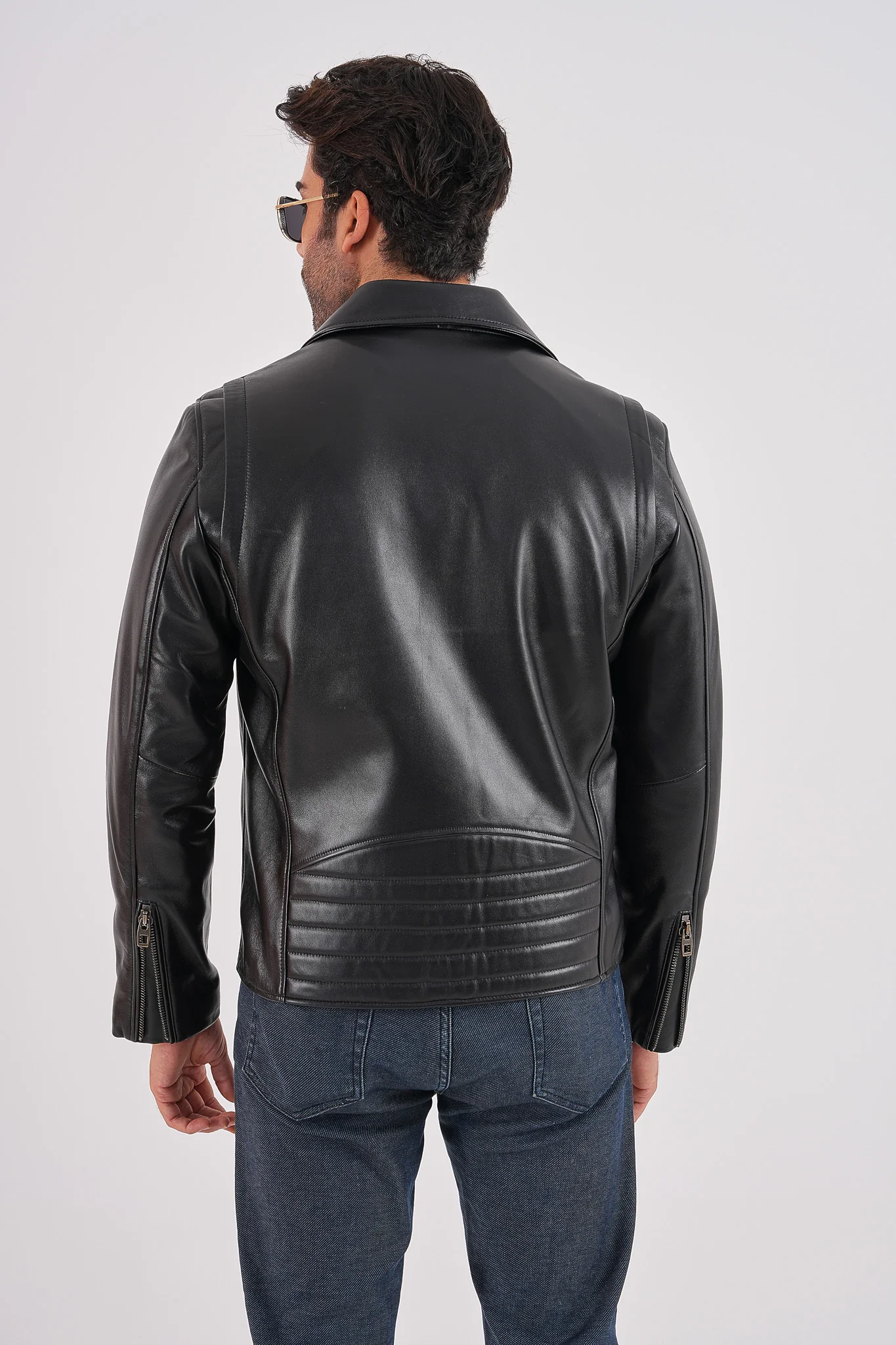 The Volt Black Leather Biker Men Jacket - Image 6