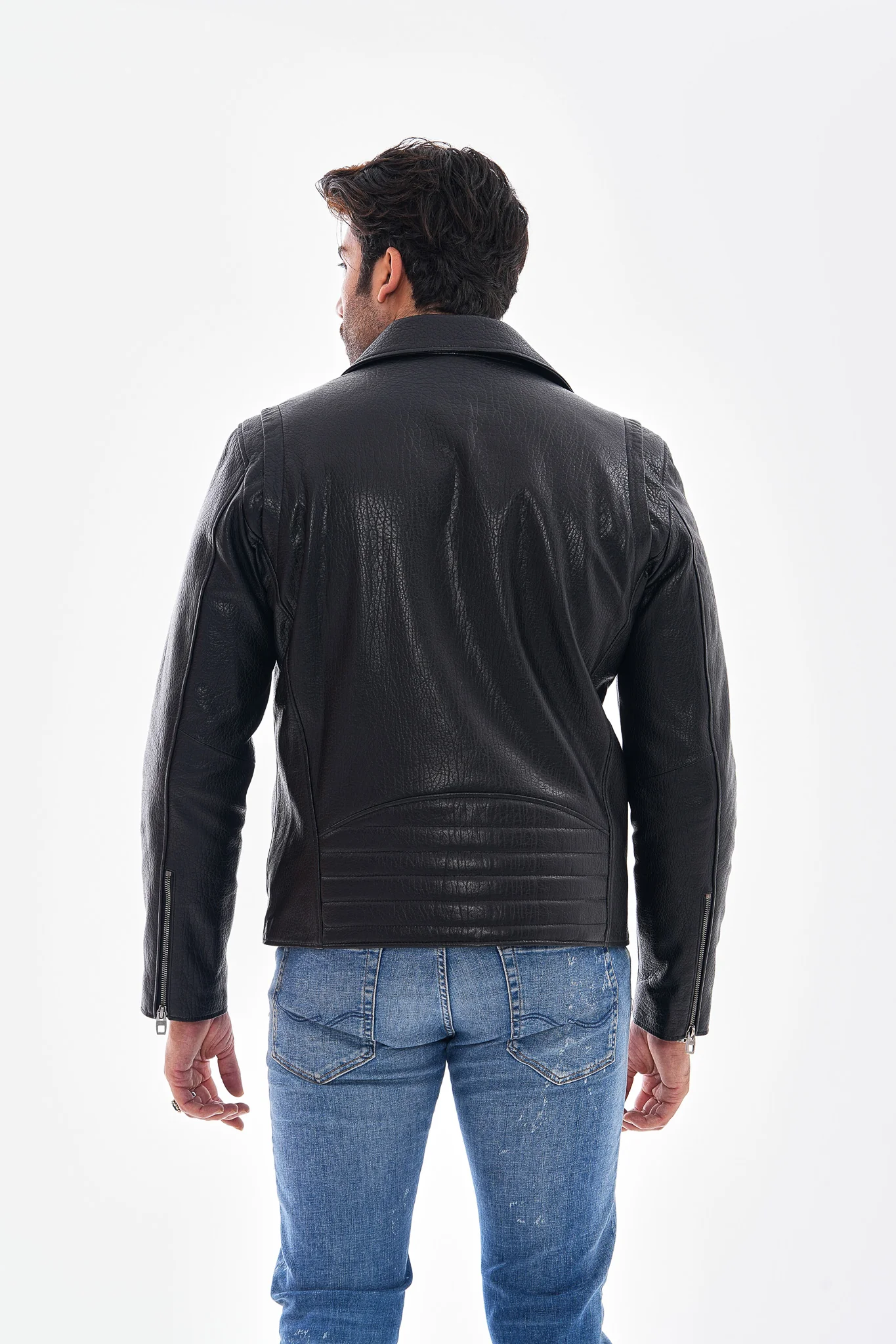 The Volt Textured Black Leather Men Jacket - Image 5