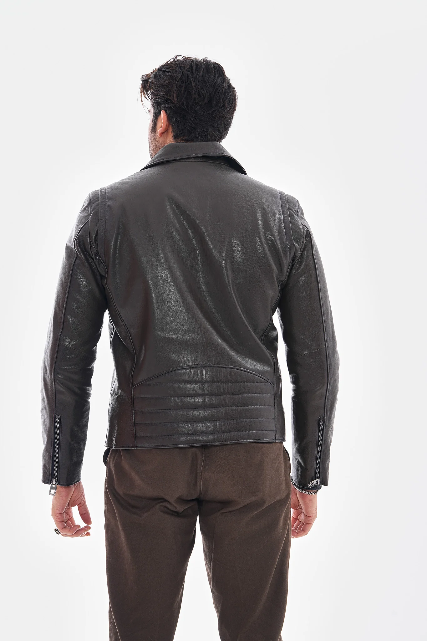 The Volt Textured Charcoal Leather Men Jacket - Image 4