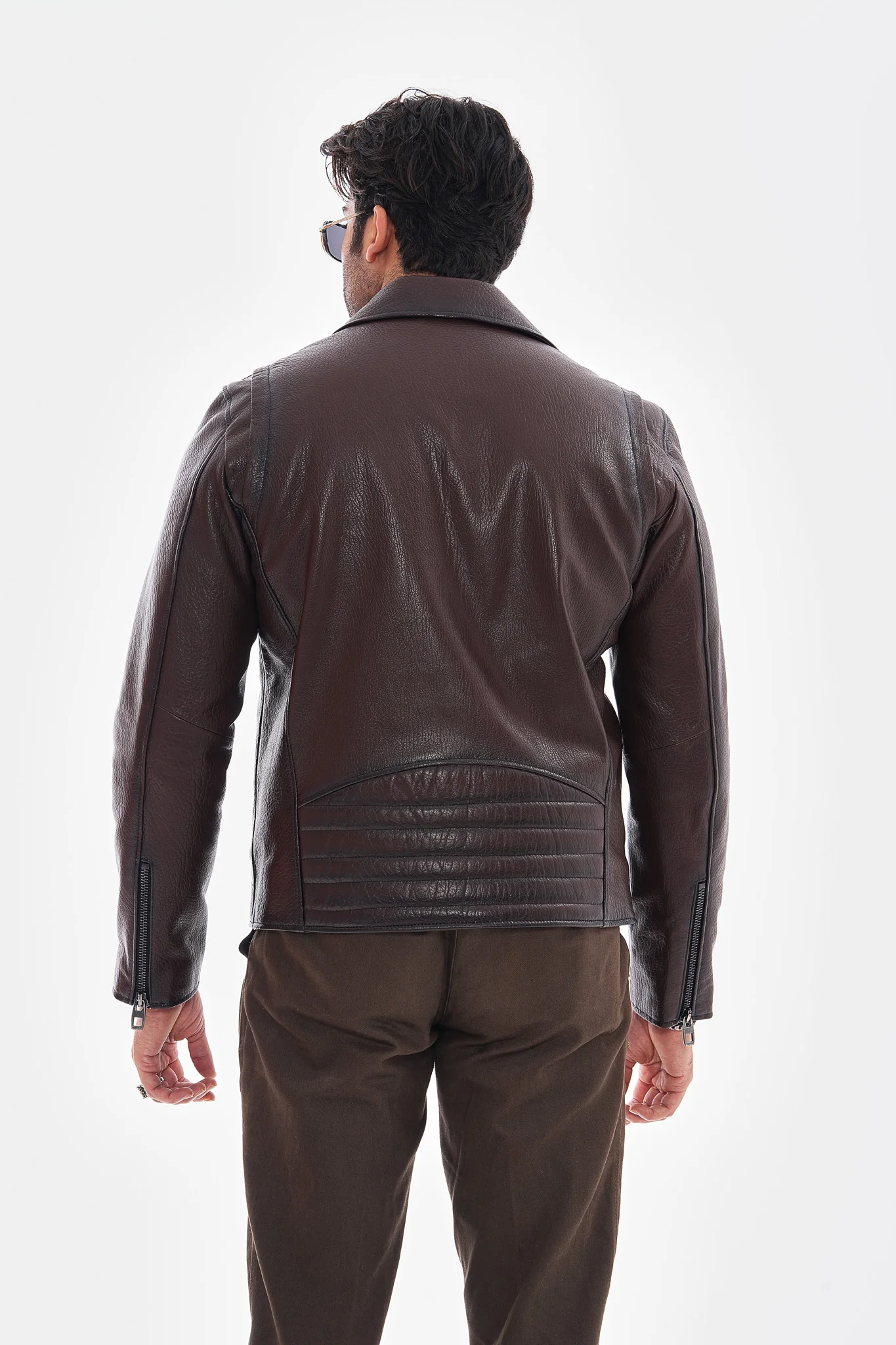 The Volt Textured Mahogany Leather Men Jacket - Image 4