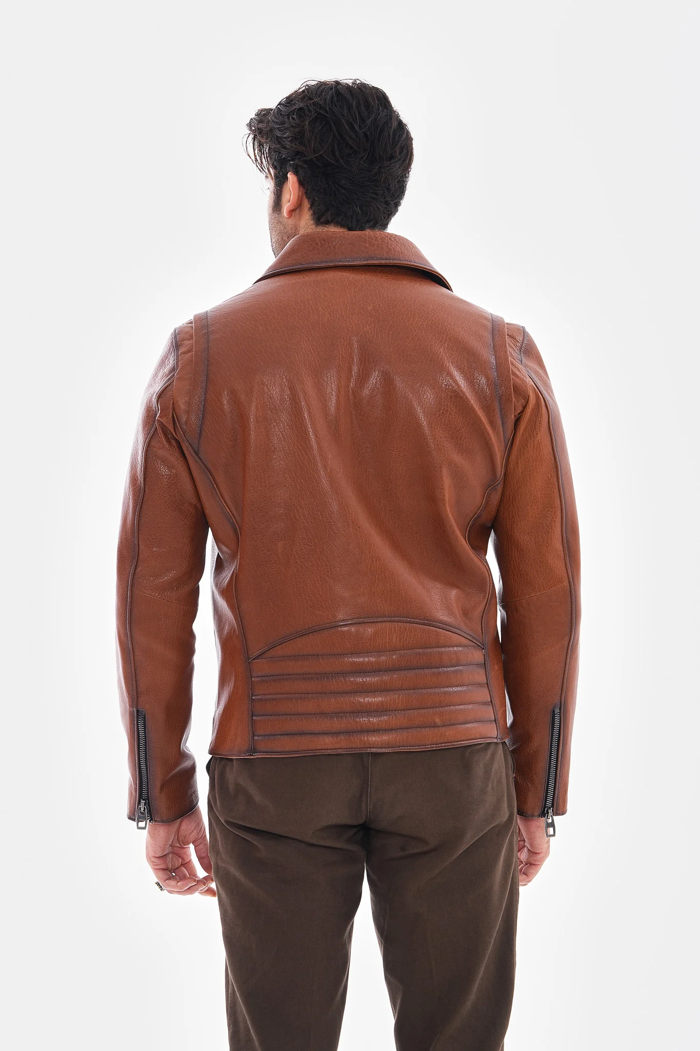 The Volt Textured Tan Leather Men Jacket - Image 4