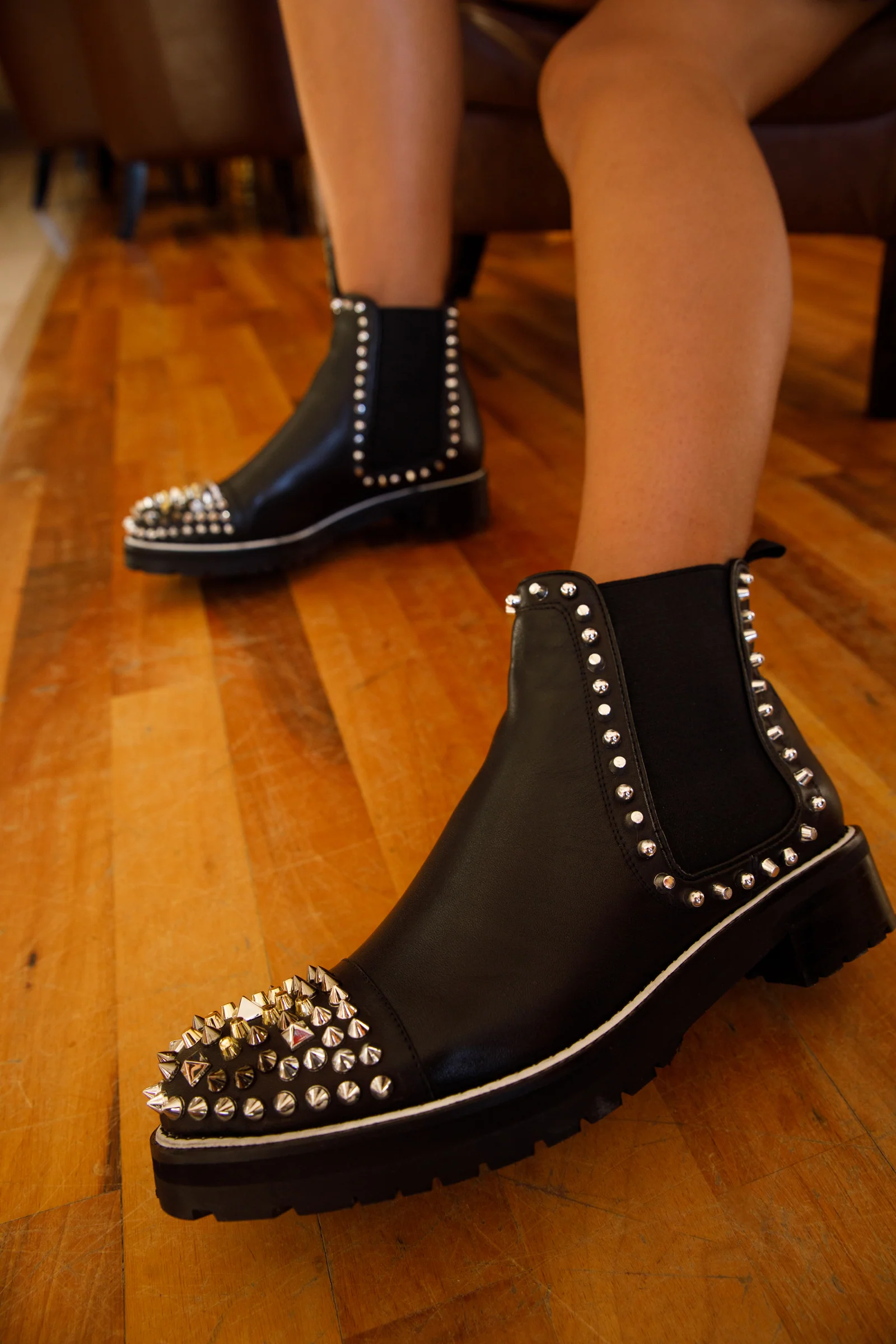 The Vuvulane Black Spike Leather Ankle Women Boot - Image 20
