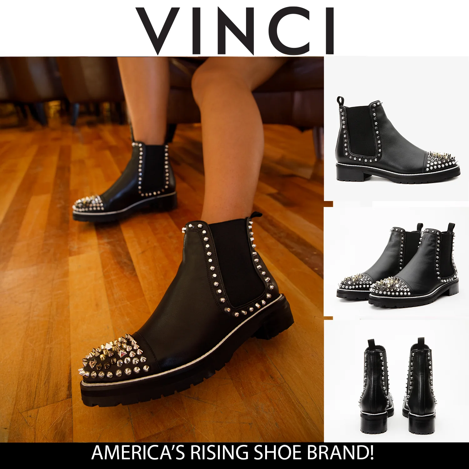 The Vuvulane Black Spike Leather Ankle Women Boot - Image 22