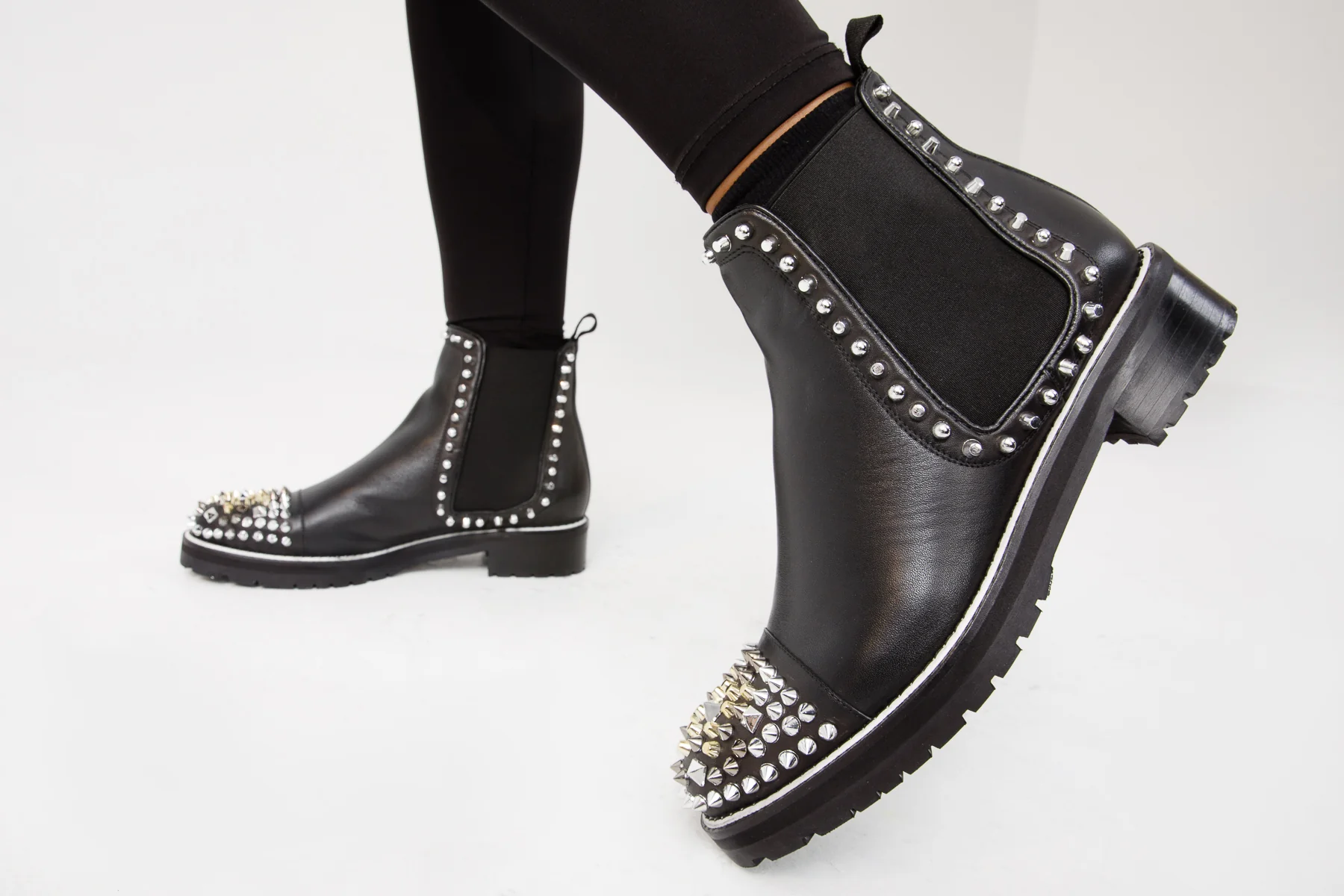 The Vuvulane Black Spike Leather Ankle Women Boot - Image 5