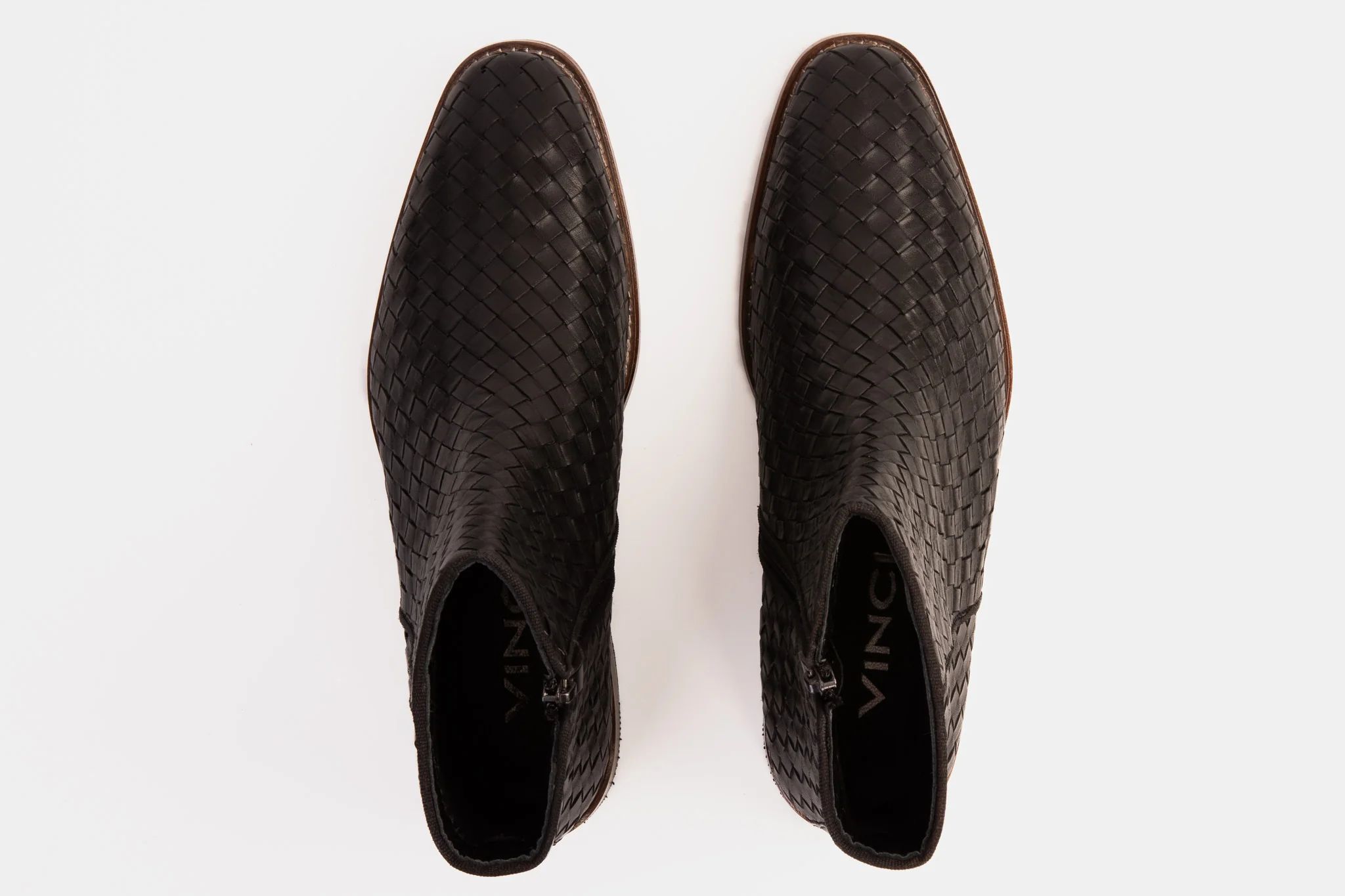 The Wellington Black Handwoven Leather Men Boot with a Zipper Final Sale! - Image 8