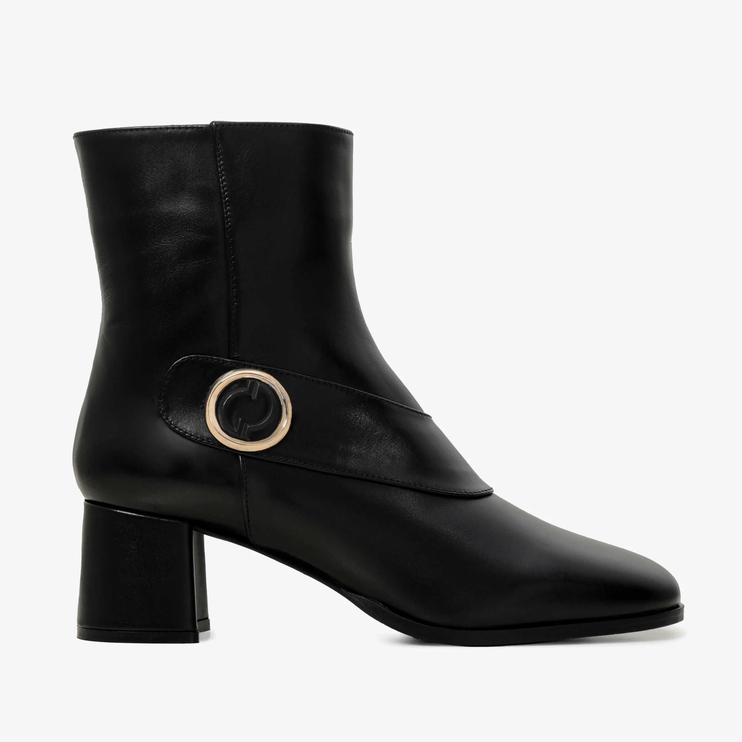 The Windsor Black Leather Block Heel Women Boot - Image 2