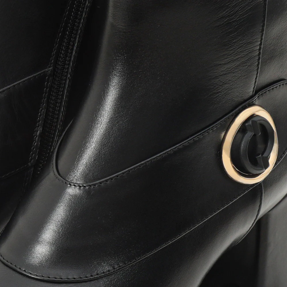 The Windsor Black Leather Block Heel Women Boot - Image 5