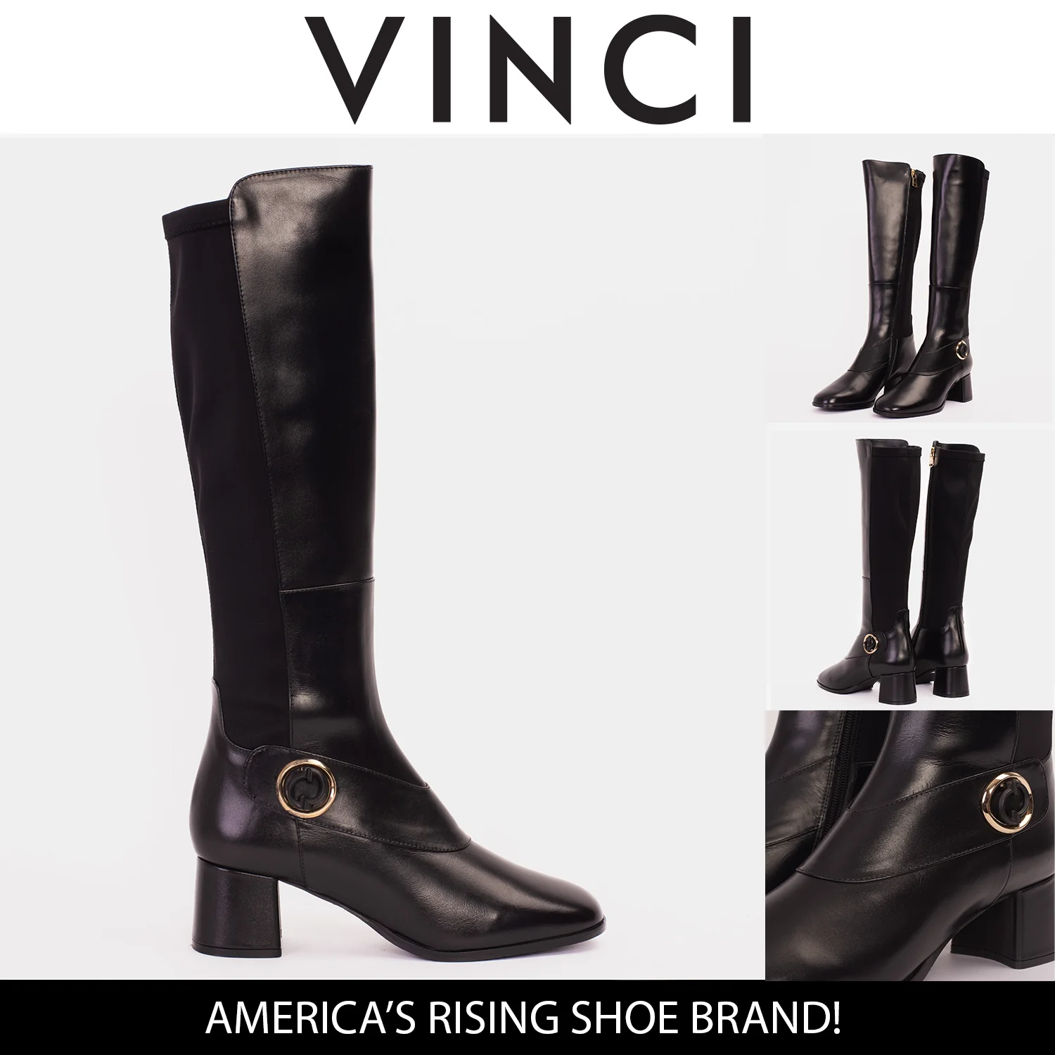 The Windsor Black Leather Knee High Women Boot - Image 8