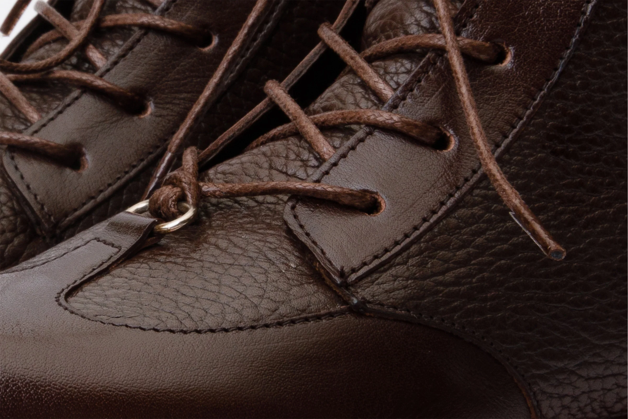 The Yildiz Brown Leather Lace-Up Ankle Women  Boot With a Side Zipper - Image 4