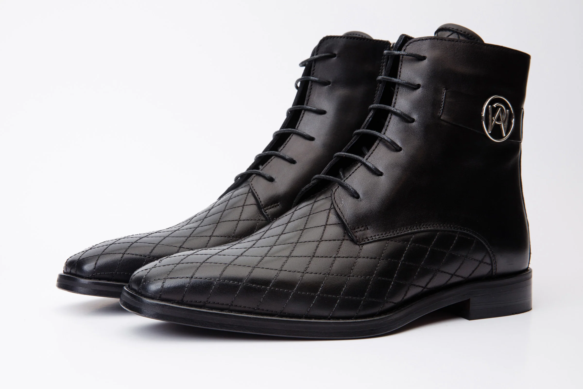 The Zeus Black Leather Lace-Up Men Boot with a Zipper - Image 2