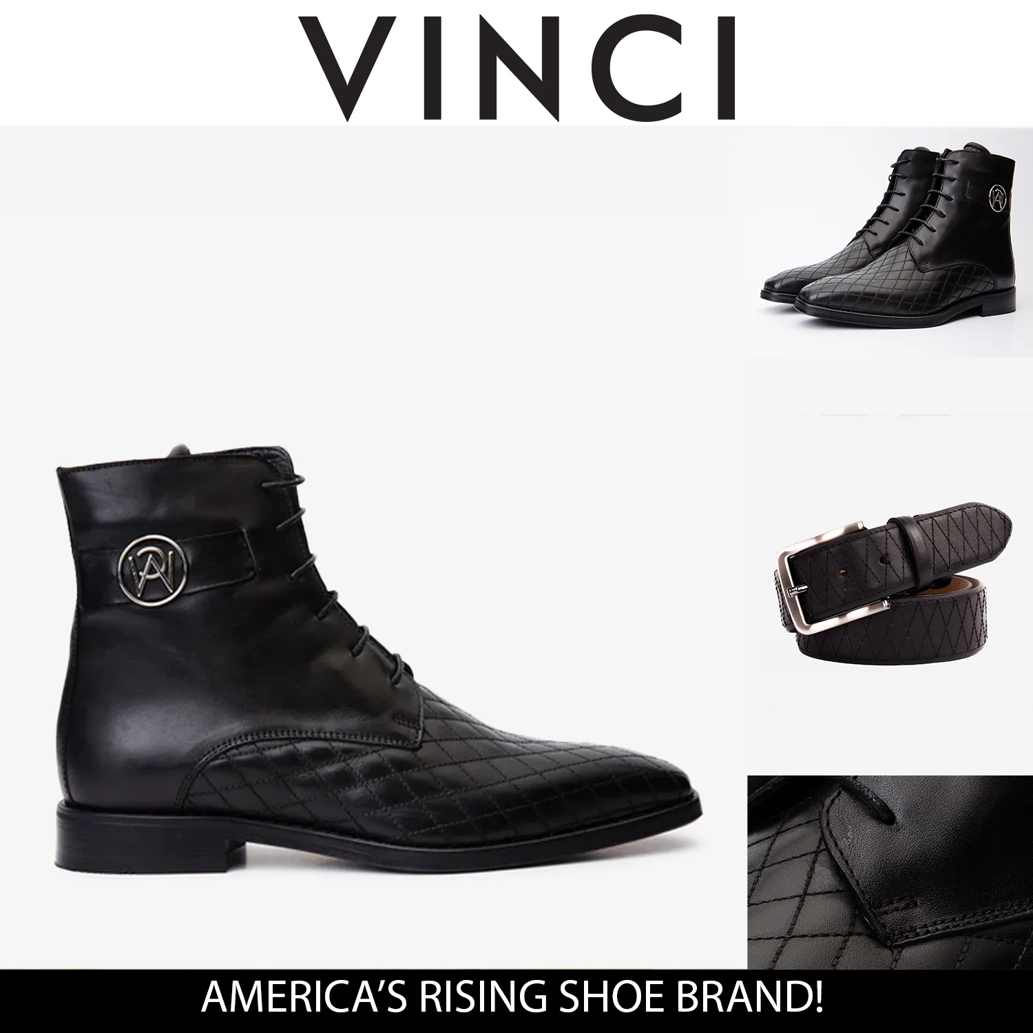 The Zeus Black Leather Lace-Up Men Boot with a Zipper - Image 5