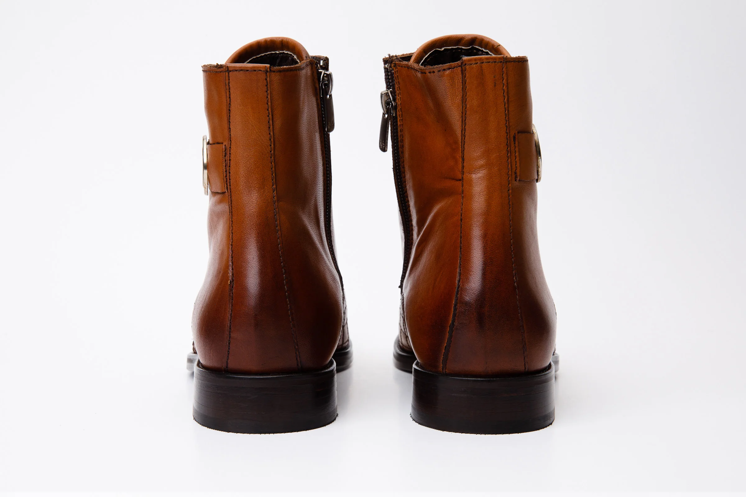 The Zeus Brown Leather Lace-Up Men Boot with a Zipper - Image 4