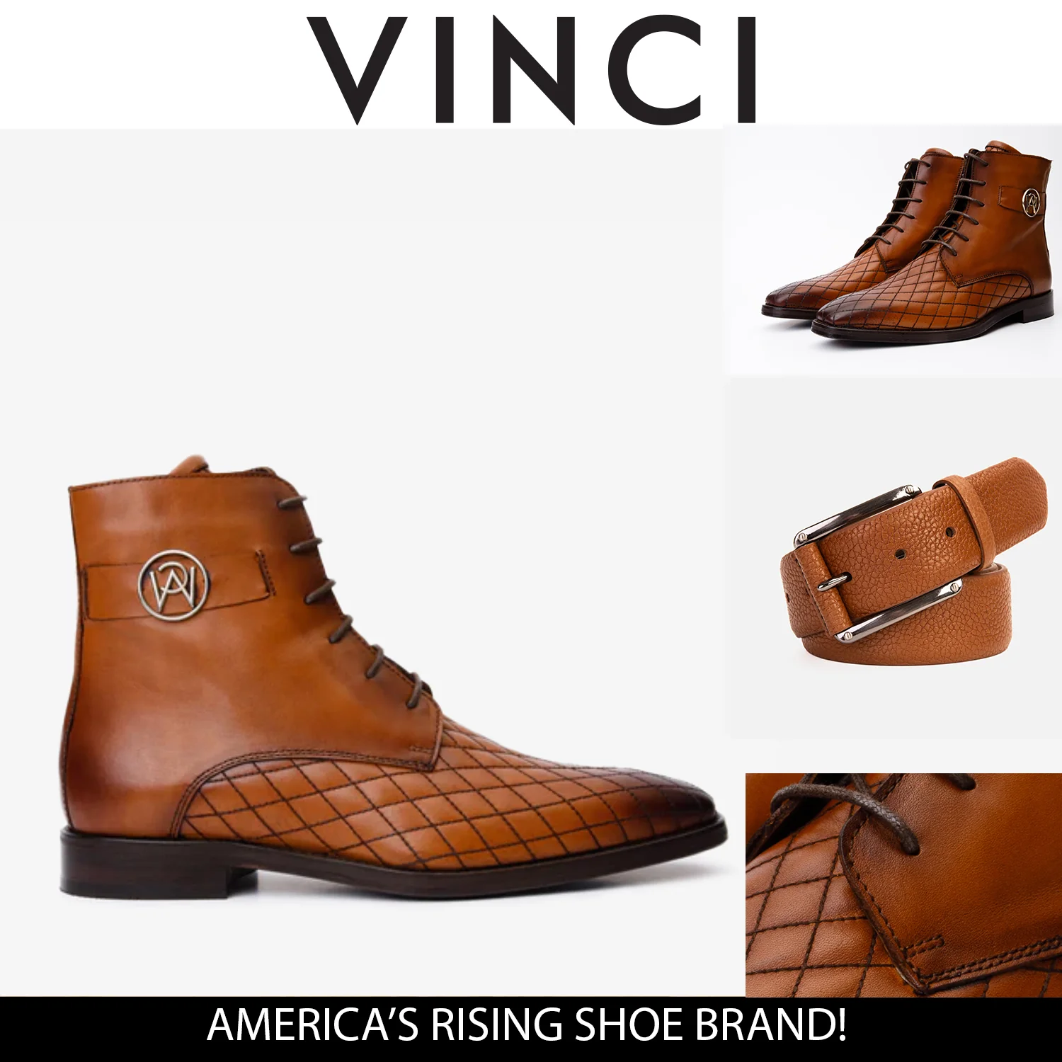 The Zeus Brown Leather Lace-Up Men Boot with a Zipper - Image 5