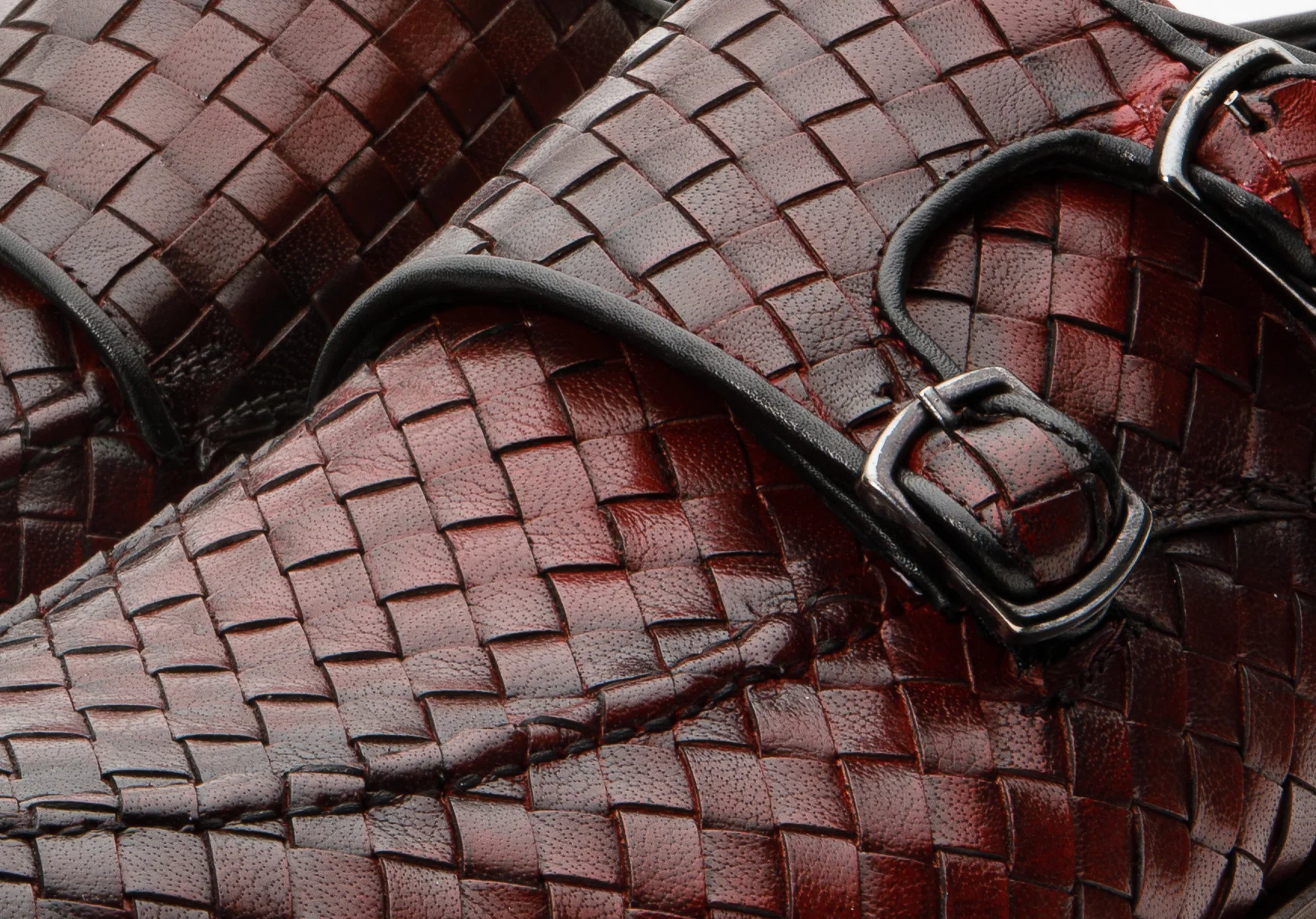 The Turan Burgundy Woven Double Monk Strap Dress Men  Shoe - Image 3