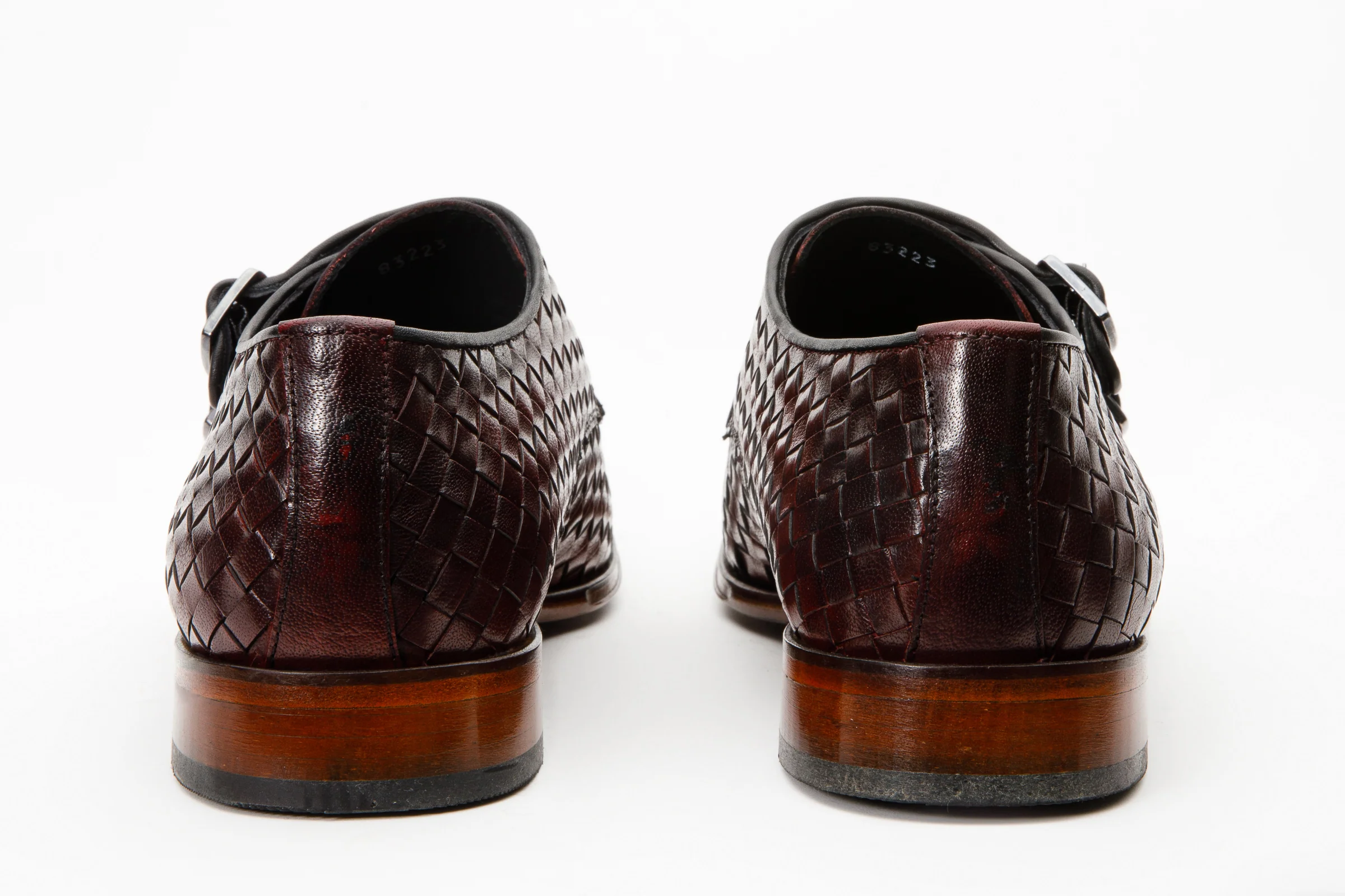 The Turan Burgundy Woven Double Monk Strap Dress Men  Shoe - Image 4