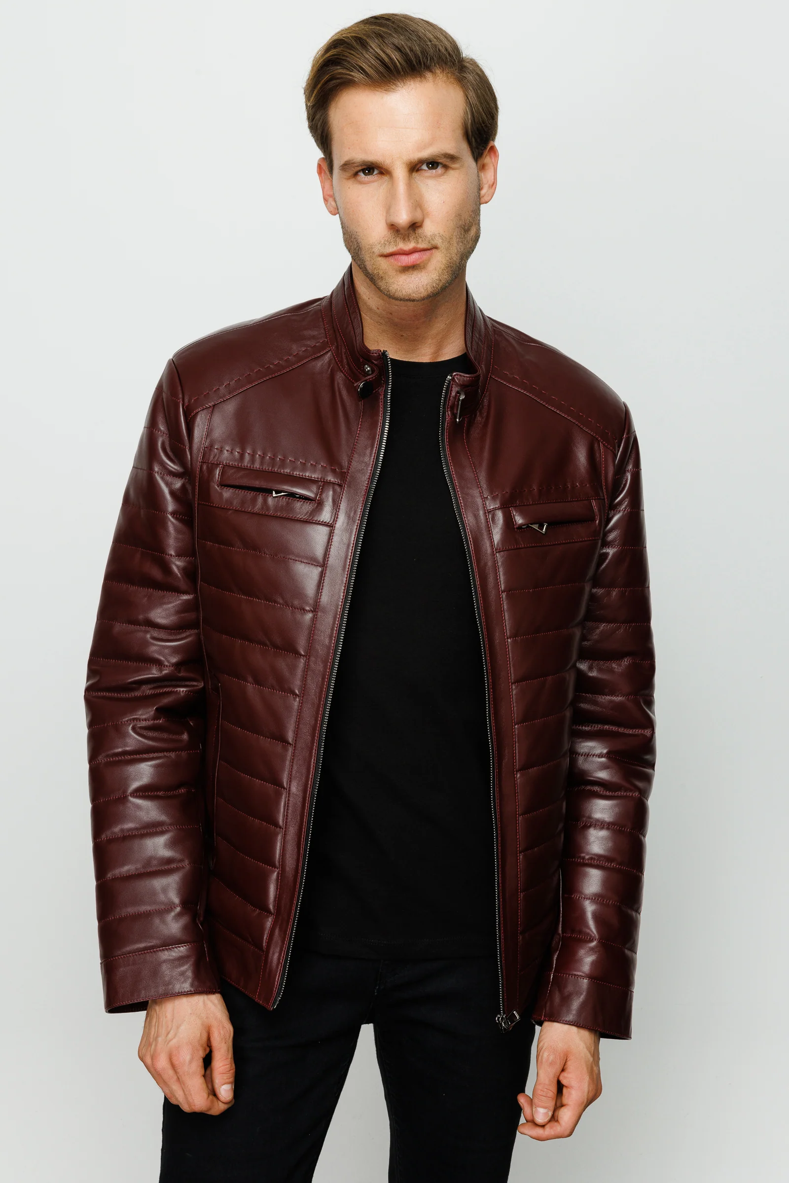 The Wilkerson Burgundy Leather Men Jacket - Image 3