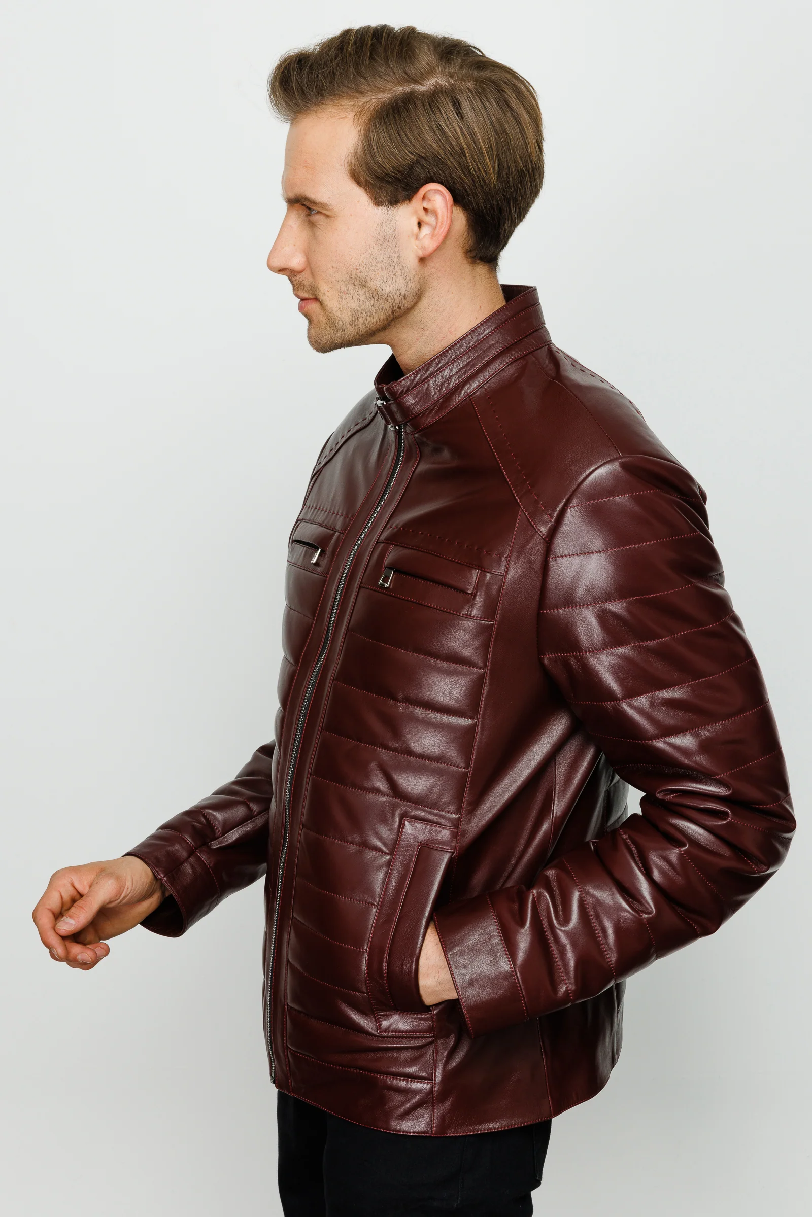 The Wilkerson Burgundy Leather Men Jacket - Image 6