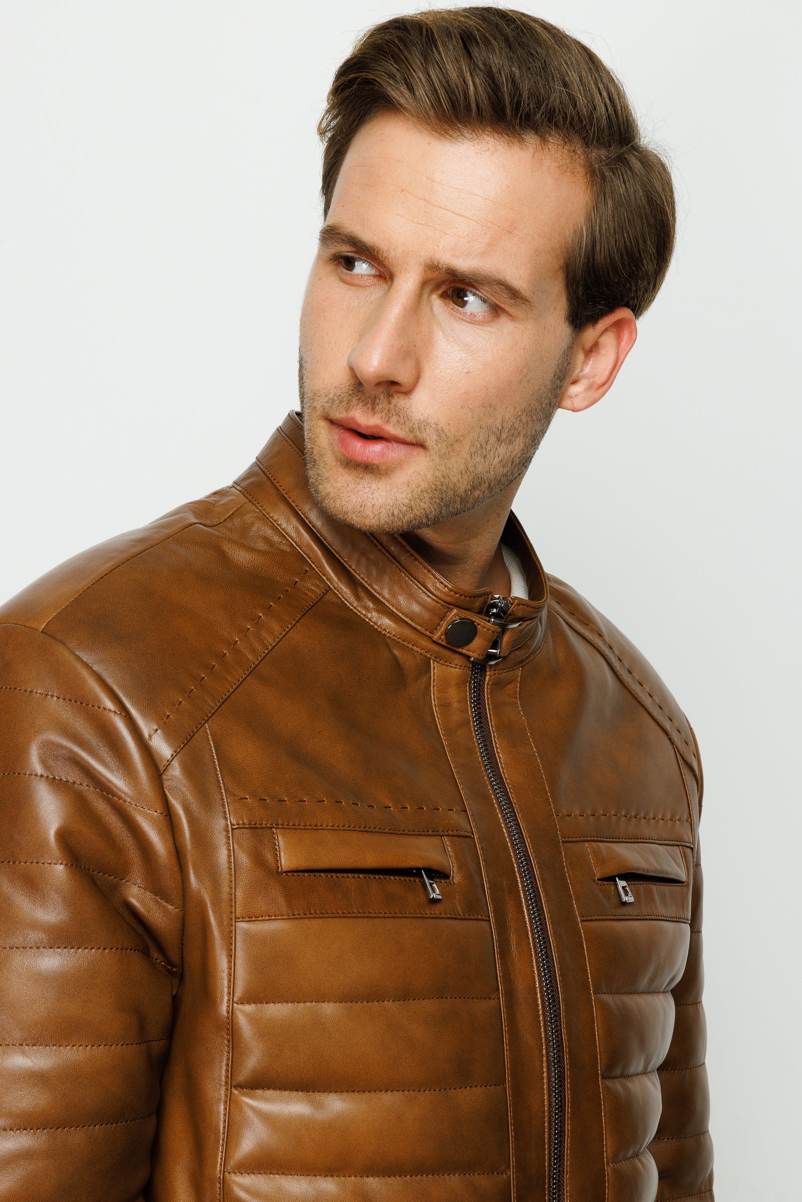 The Wilkerson Tan Leather Men Jacket - Image 4